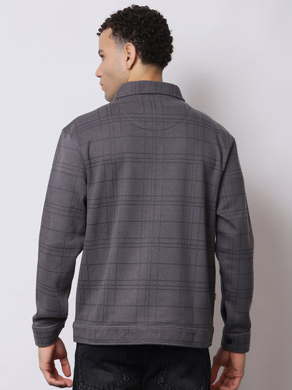 Stylox Men’s Checkered Winter Shacket – Warm Button-Down Fleece Jacket with Utility Pockets