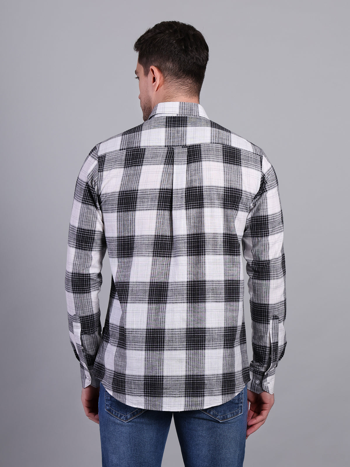 Stylox Men’s Regular Fit Checked Full Sleeve Casual Shirt-Black - Stylox