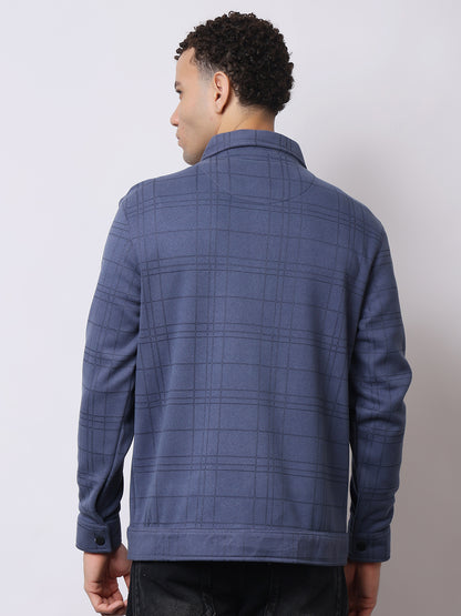 Stylox Men’s Checkered Winter Shacket – Warm Button-Down Fleece Jacket with Utility Pockets