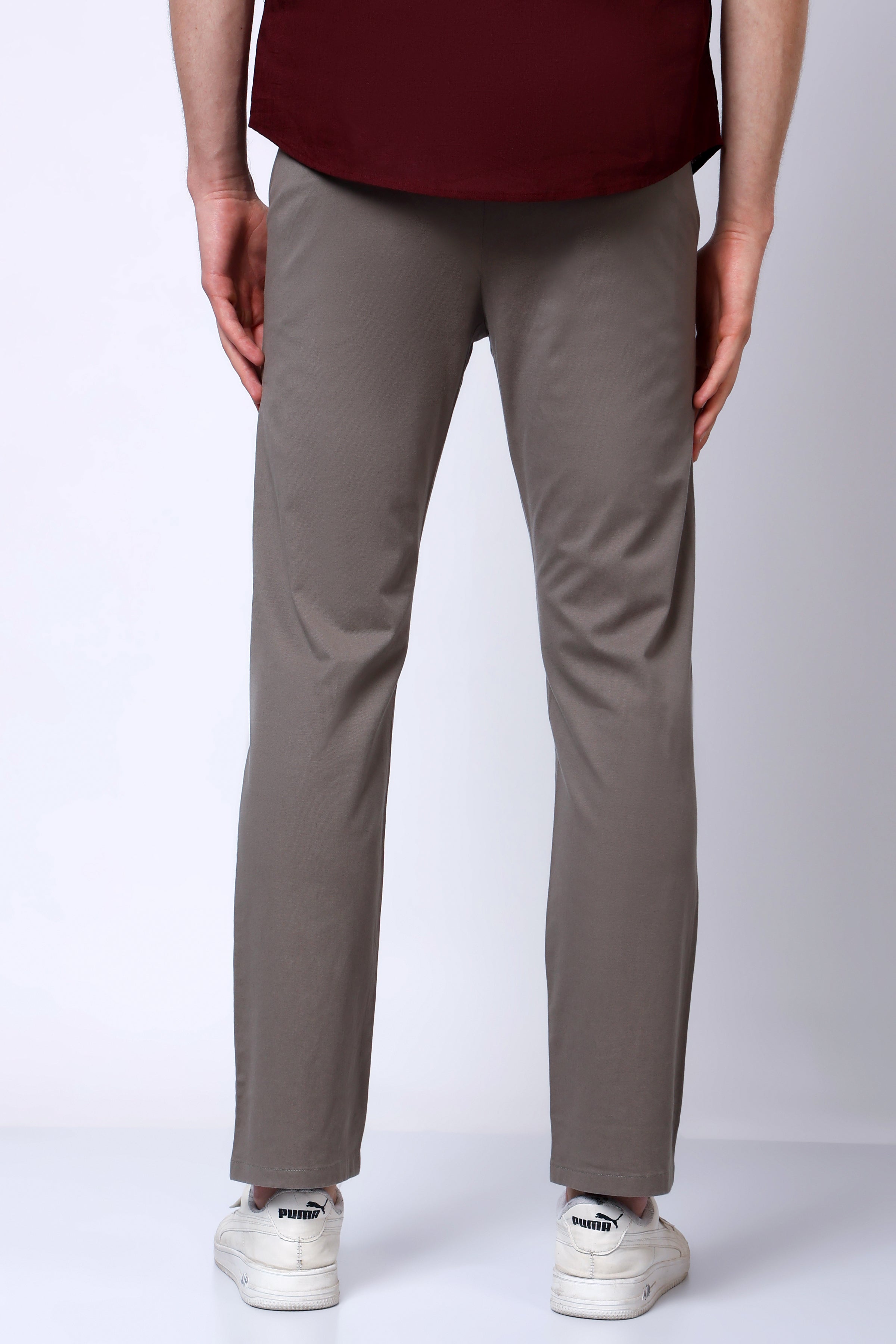 Stylox Men’s Straight Fit Casual Trousers with Comfort-Dark Grey - Stylox