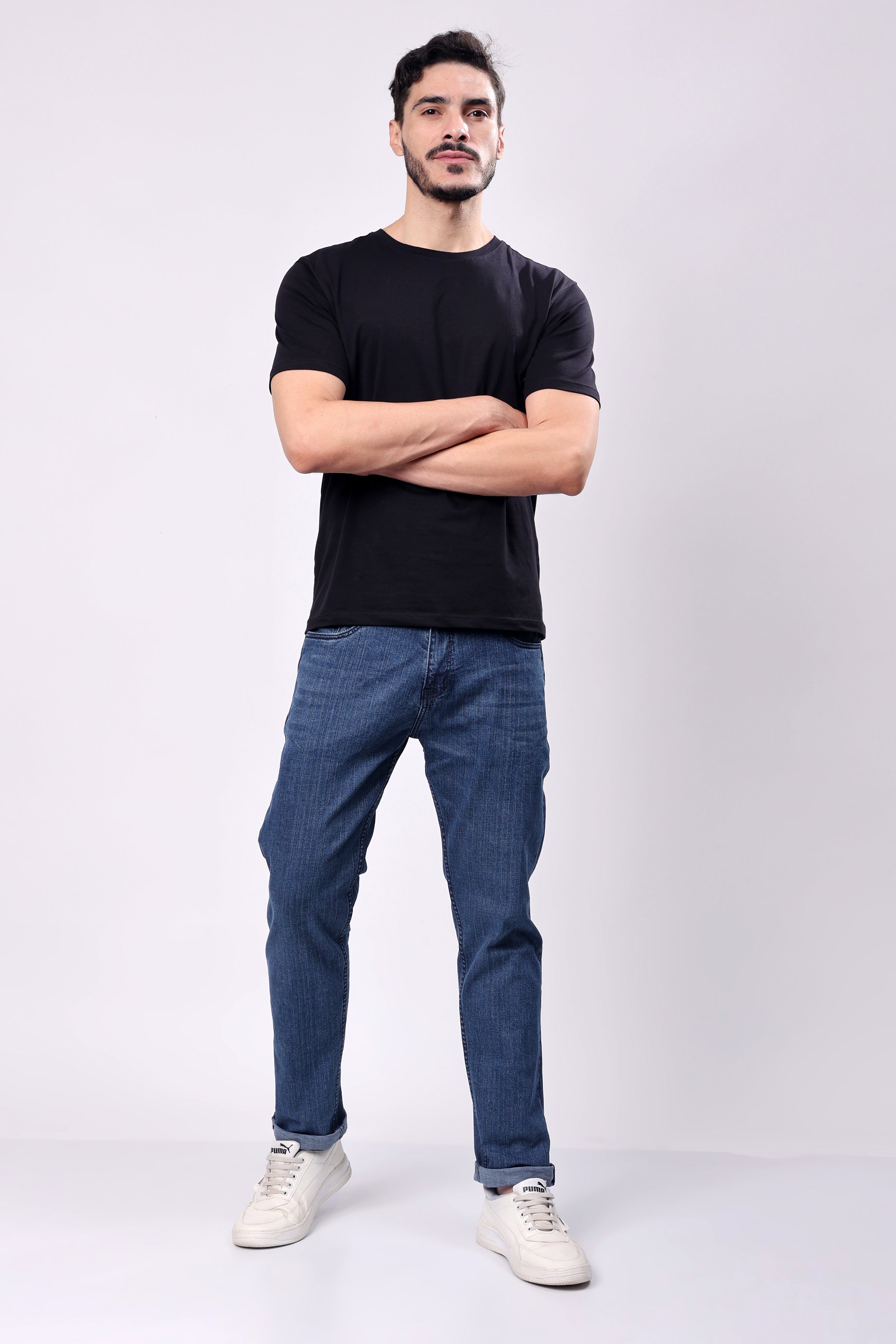 Stylox Men Slim Fit Denim Jeans - Mid Dark Blue, - 5110-11170 - Stylox