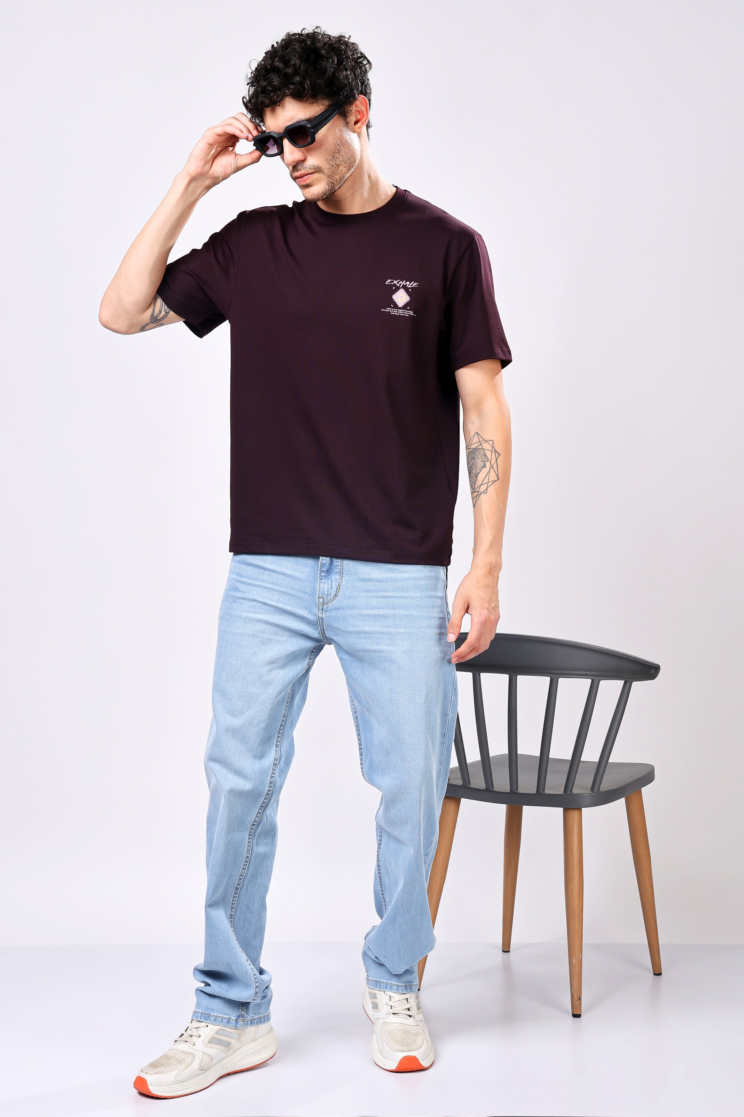 Stylox Men’s Oversized Round Neck Half Sleeve Back Printed T-Shirt | Premium Cotton Loose Fit Graphic Tee for Streetwear - Stylox