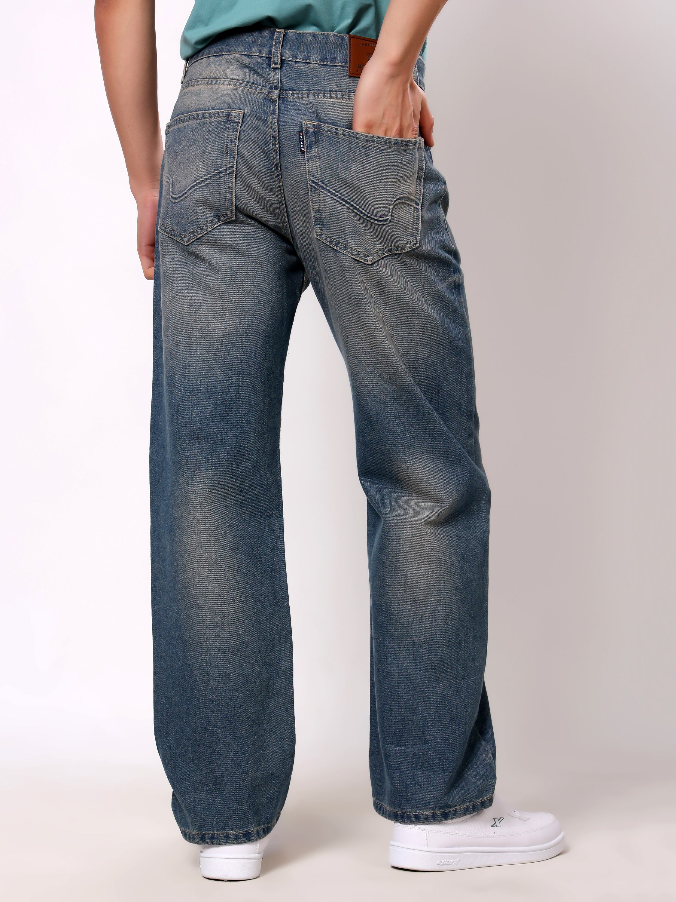 Stylox Baggy Fit Non-Stretch Wide Leg Casual Streetwear Denim Jeans For Men