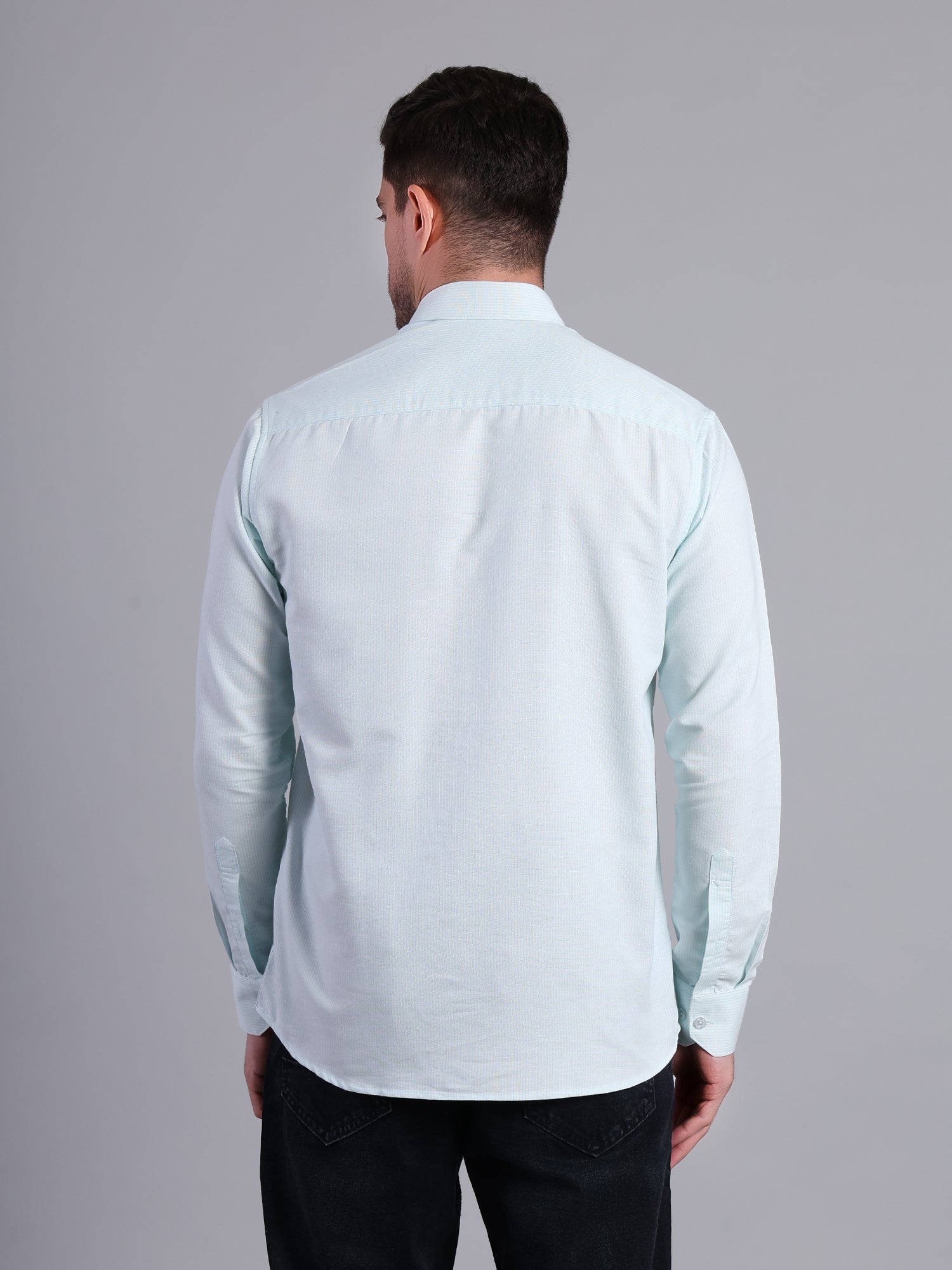 Stylox Men’s Green Striped Casual Shirt | Regular Fit Cotton Shirt for Men-Blue - Stylox