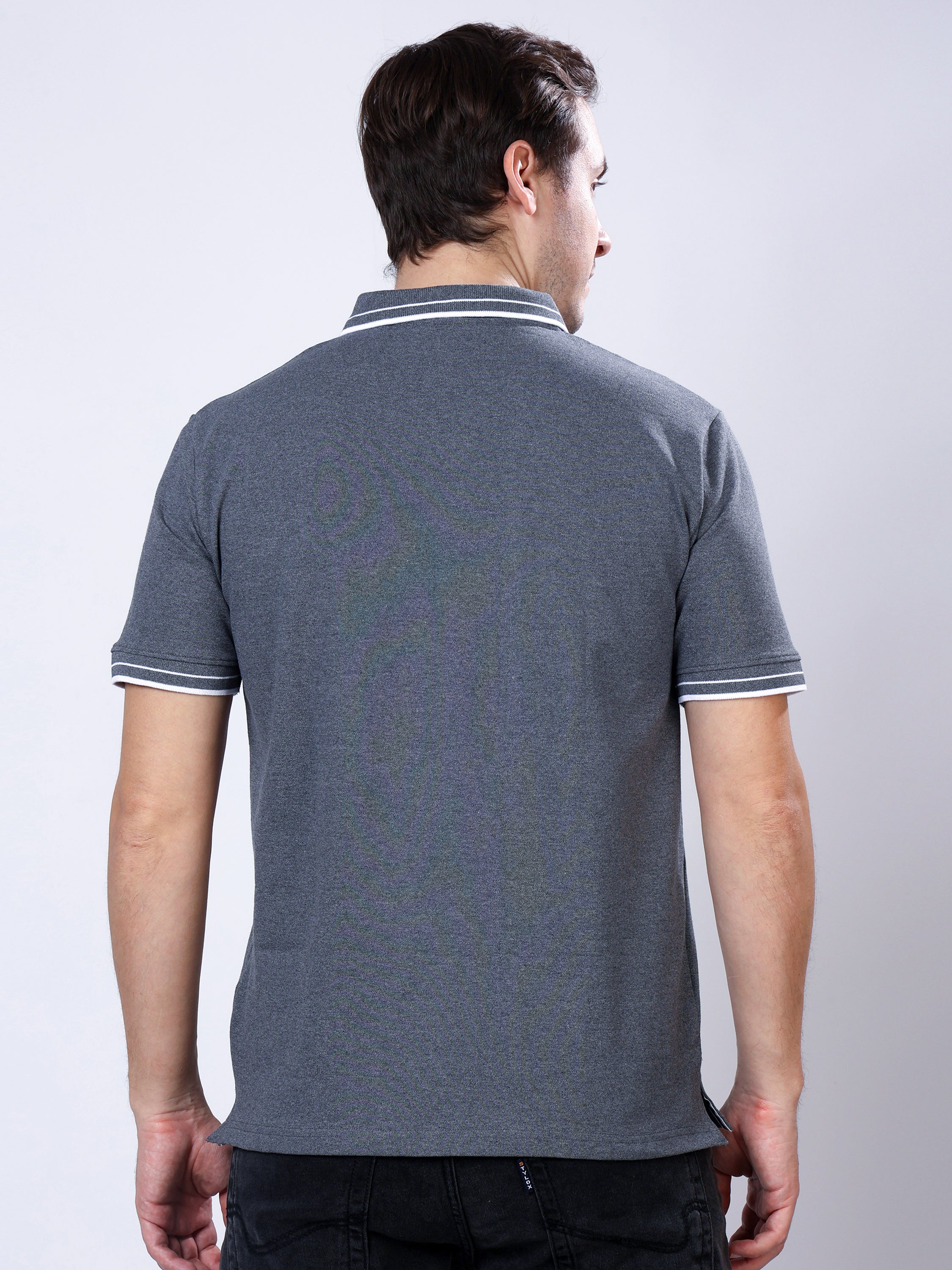 Stylox Men’s Solid Polo T-Shirt with Contrast-Tipped Collar - Stylox