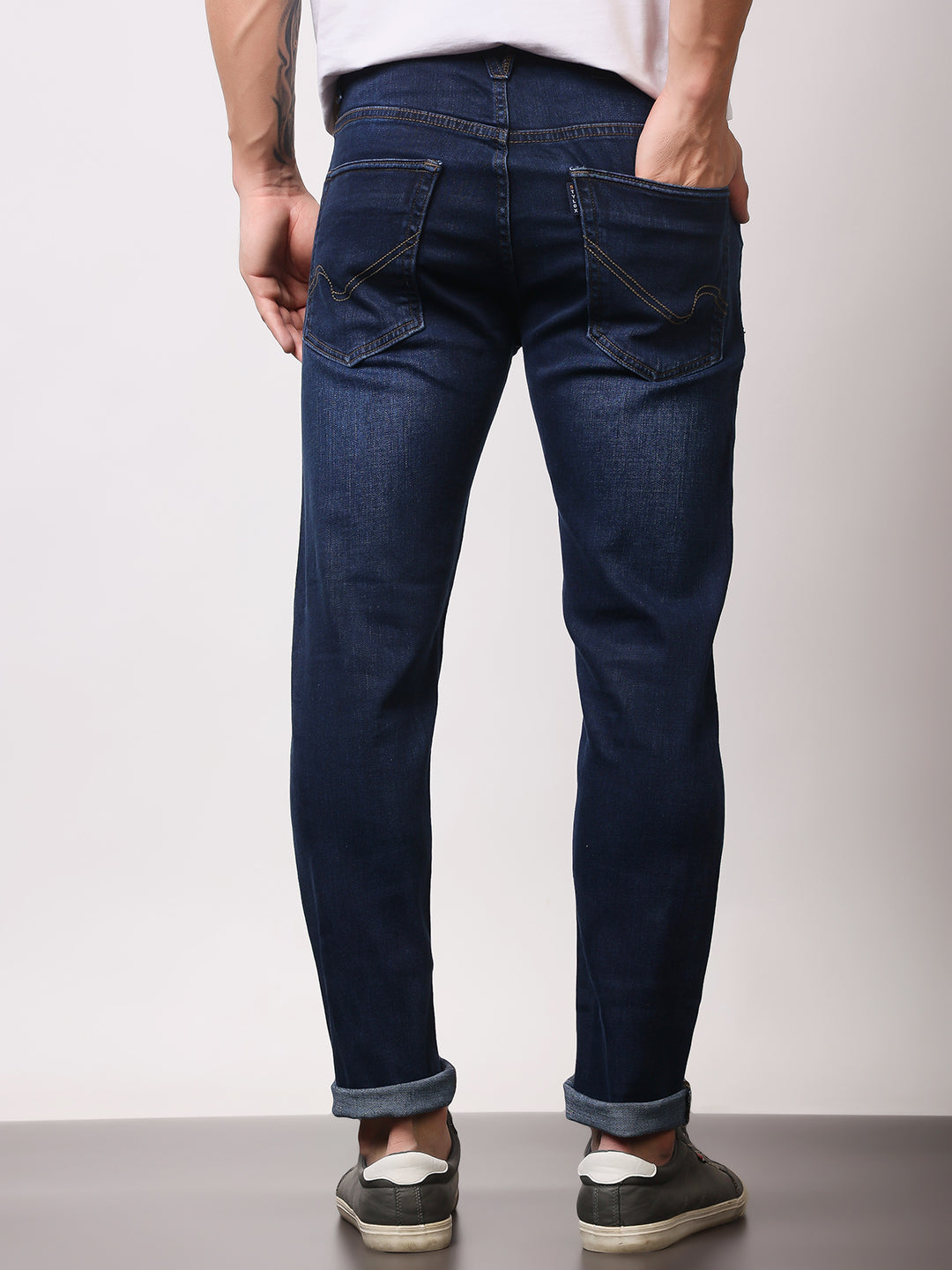 Stylox Men’s Ankle Fit Mid-Rise Washed Stretchable Denim Jeans - Stylox