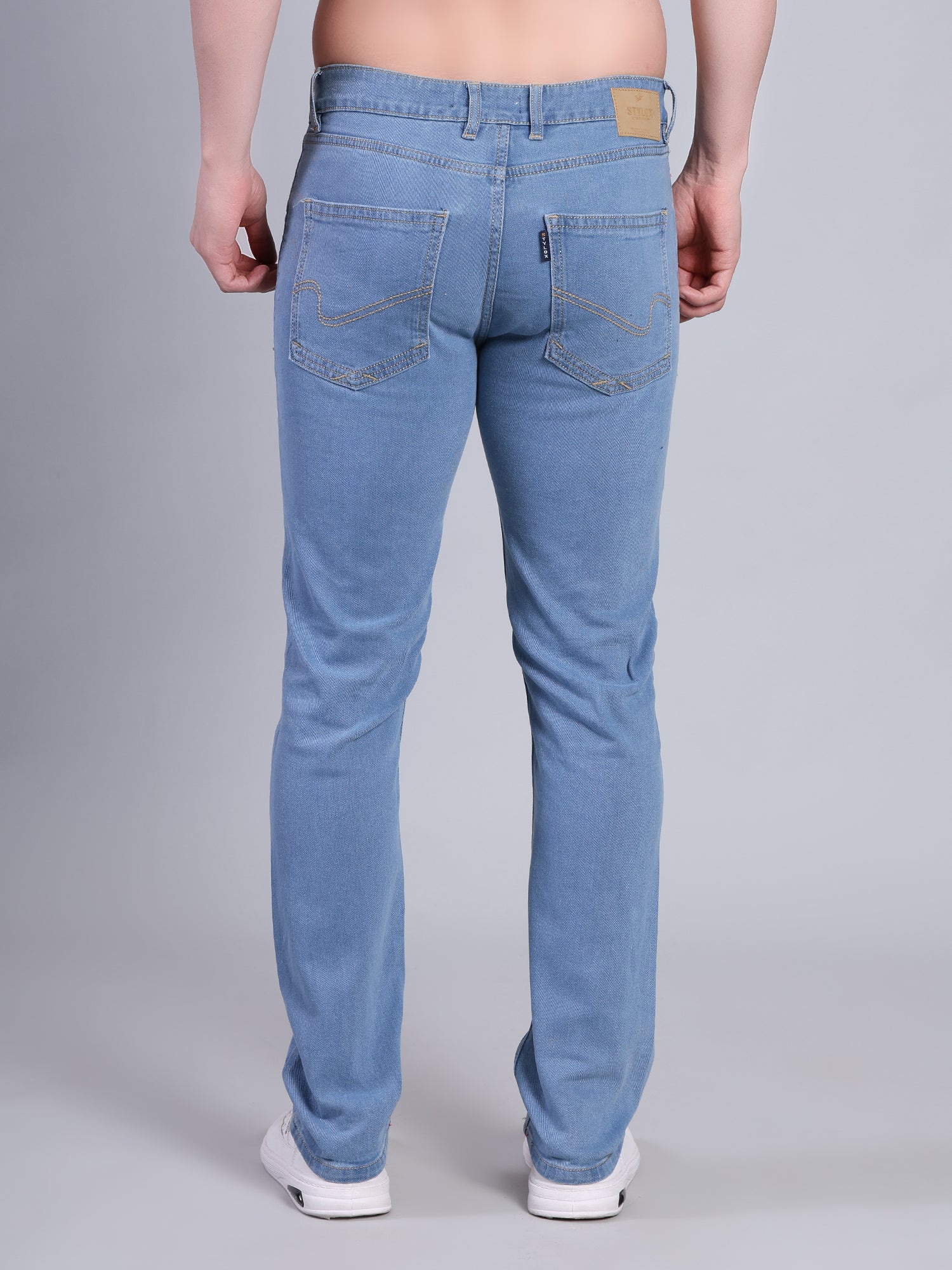Stylox Men’s Slim Fit Mid Rise Stretchable Casual Denim Jeans-Light Blue - Stylox