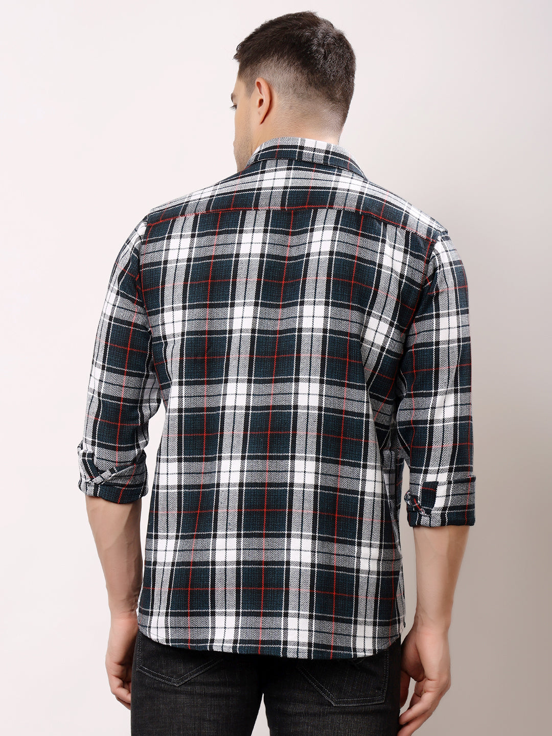 Stylox Men’s Regular Fit Full Sleeve Check Shirt with Single Pocket | Casual Cotton Checkered Shirt - Stylox