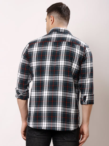 Stylox Men’s Regular Fit Full Sleeve Check Shirt with Single Pocket | Casual Cotton Checkered Shirt