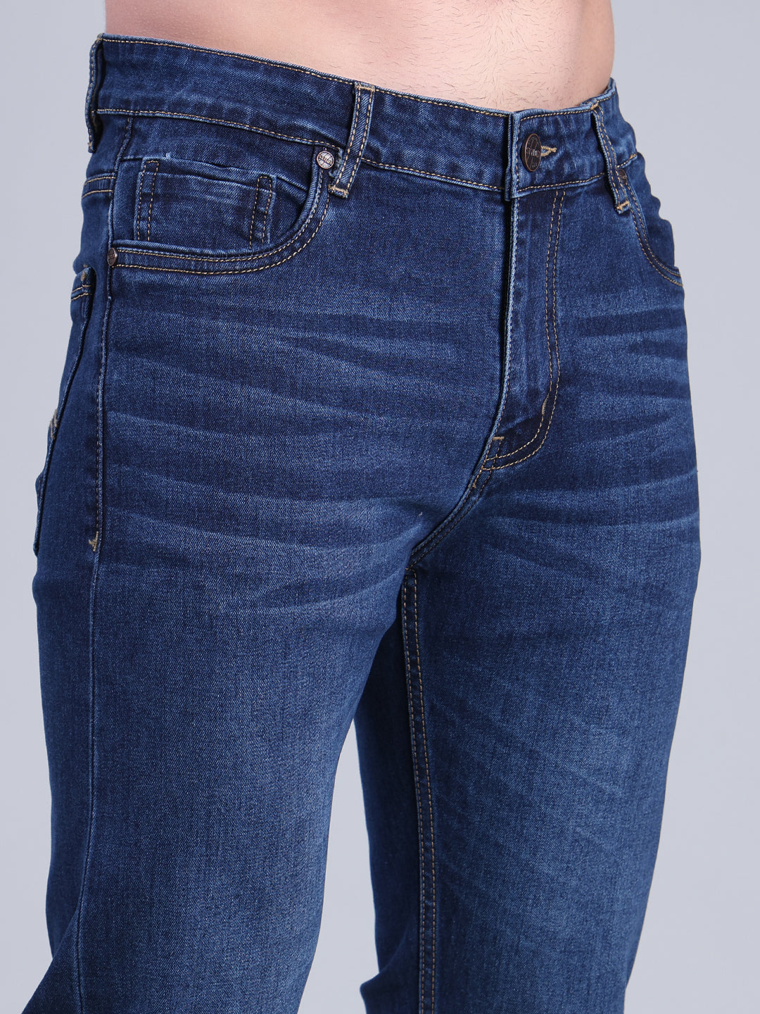 Stylox Men’s Comfort Fit Mid Rise Washed Denim Jeans - Stylox