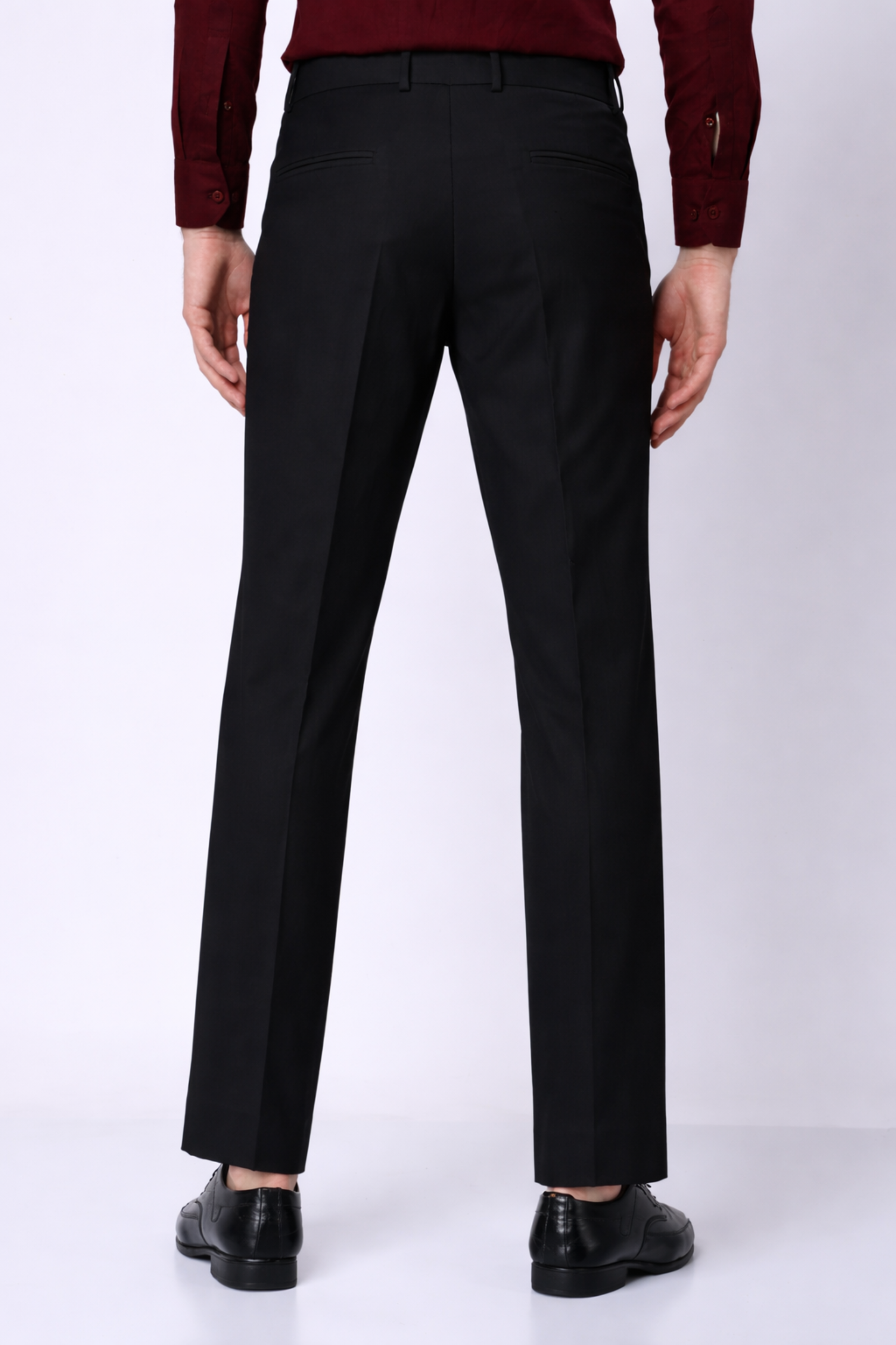 Stylox Men’s Slim Fit Pleated Formal Trousers – Premium Office Wear Pants with Side Pockets-Black - Stylox