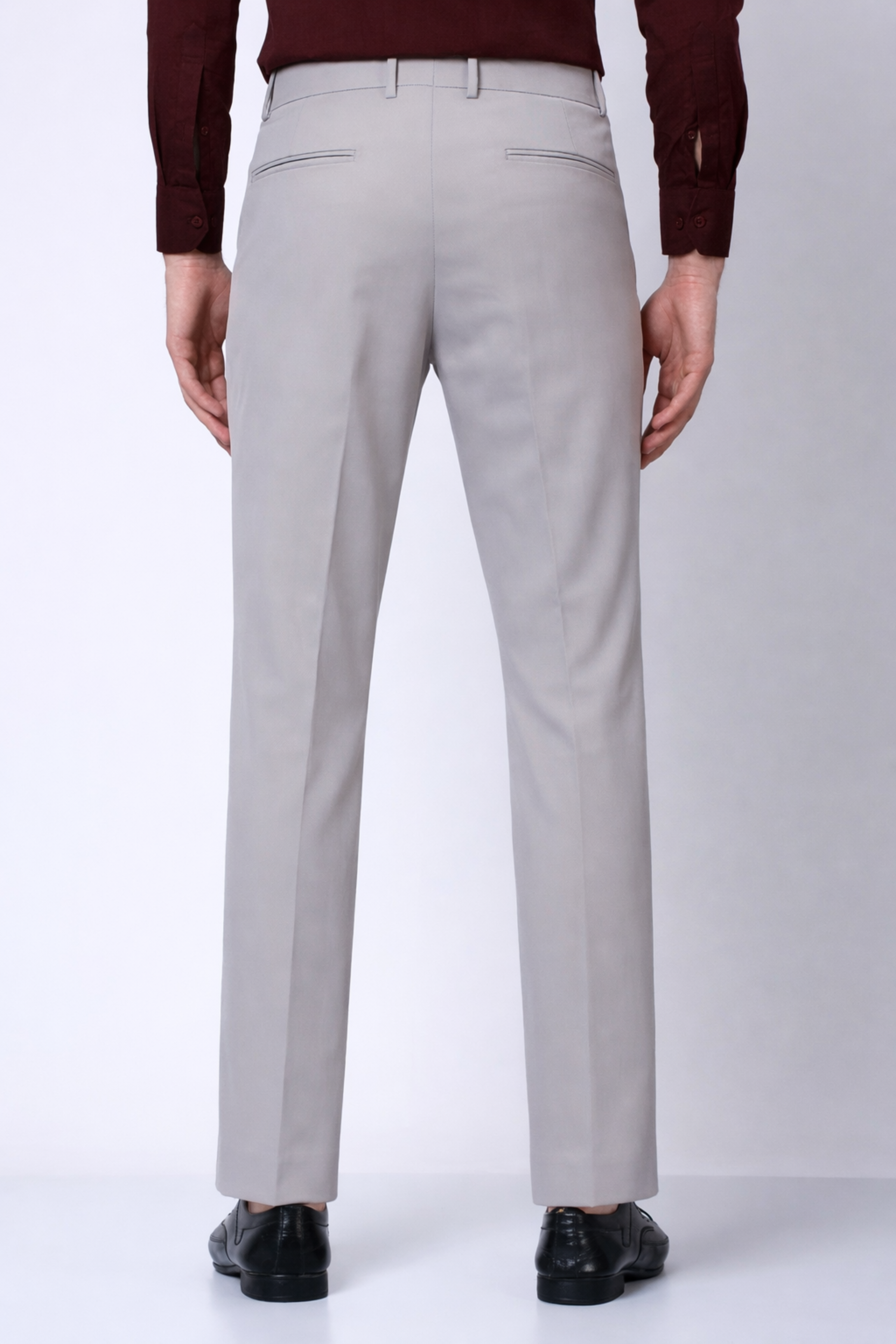 Stylox Men’s Slim Fit Pleated Formal Trousers – Premium Office Wear Pants with Side Pockets-Light Grey - Stylox