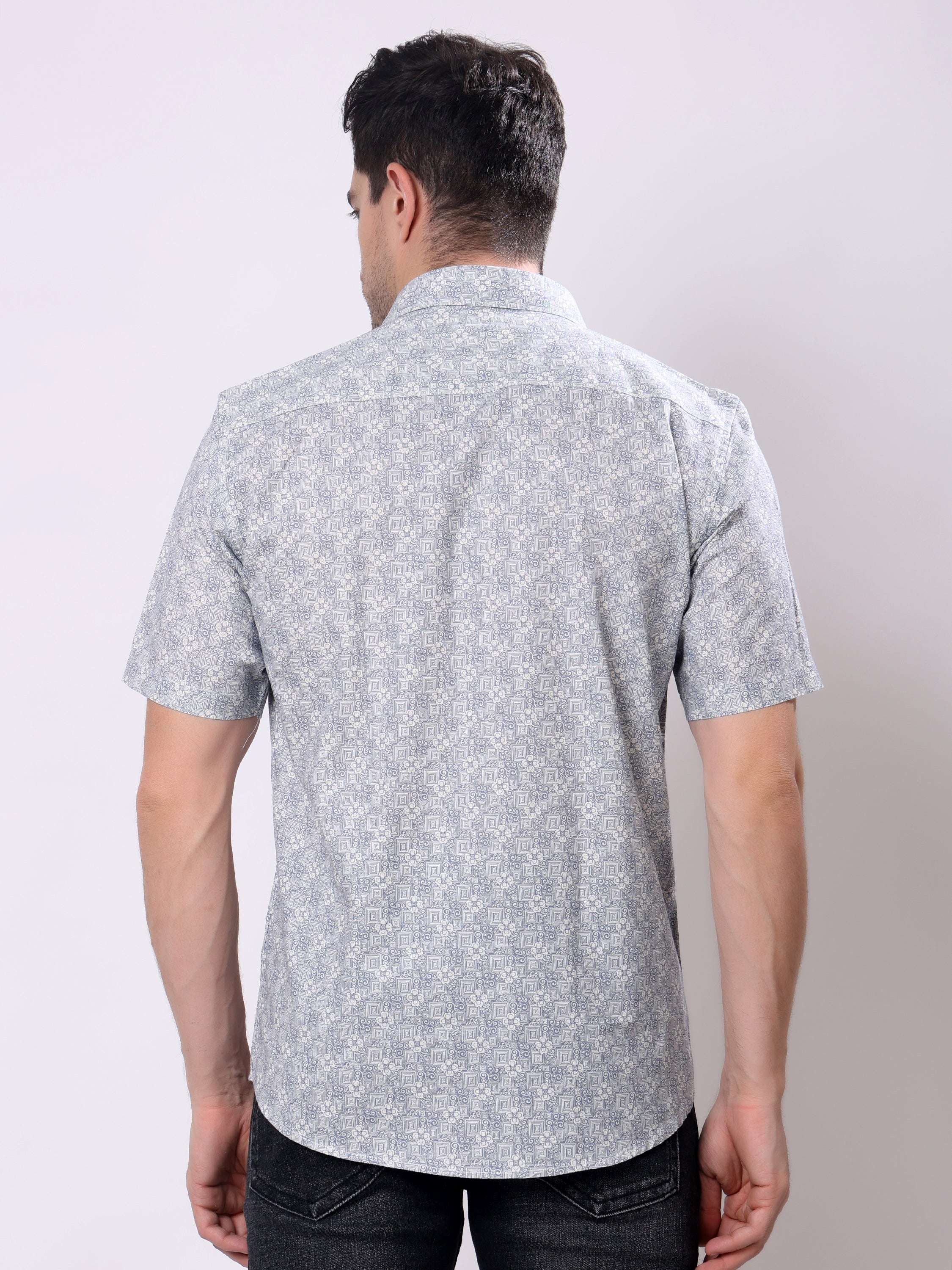 Stylox Men’s Regular Fit Half Sleeve Abstract print Summer Casual Shirt - Stylox