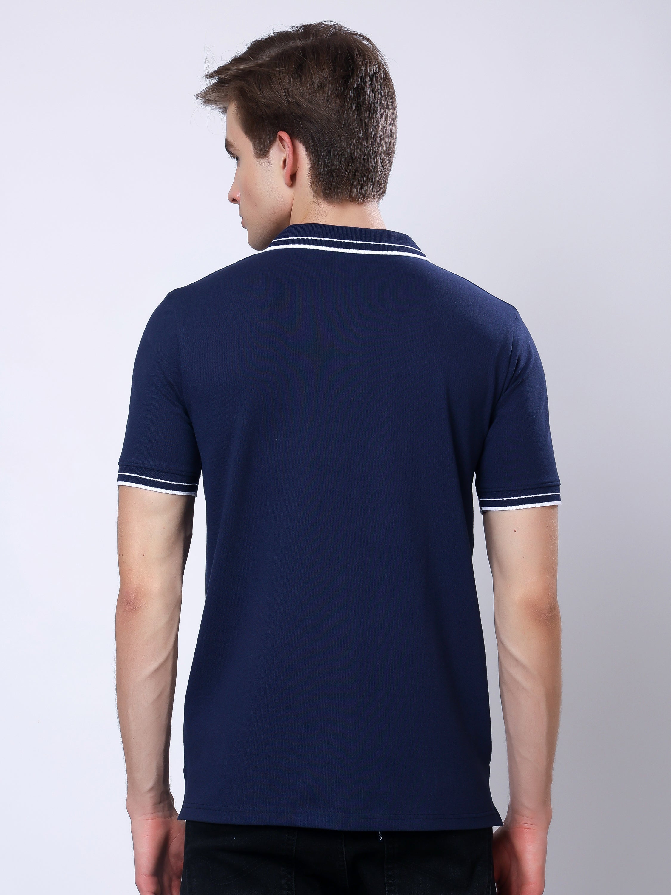 Stylox Men’s Solid Polo T-Shirt with Contrast-Tipped Collar - Stylox