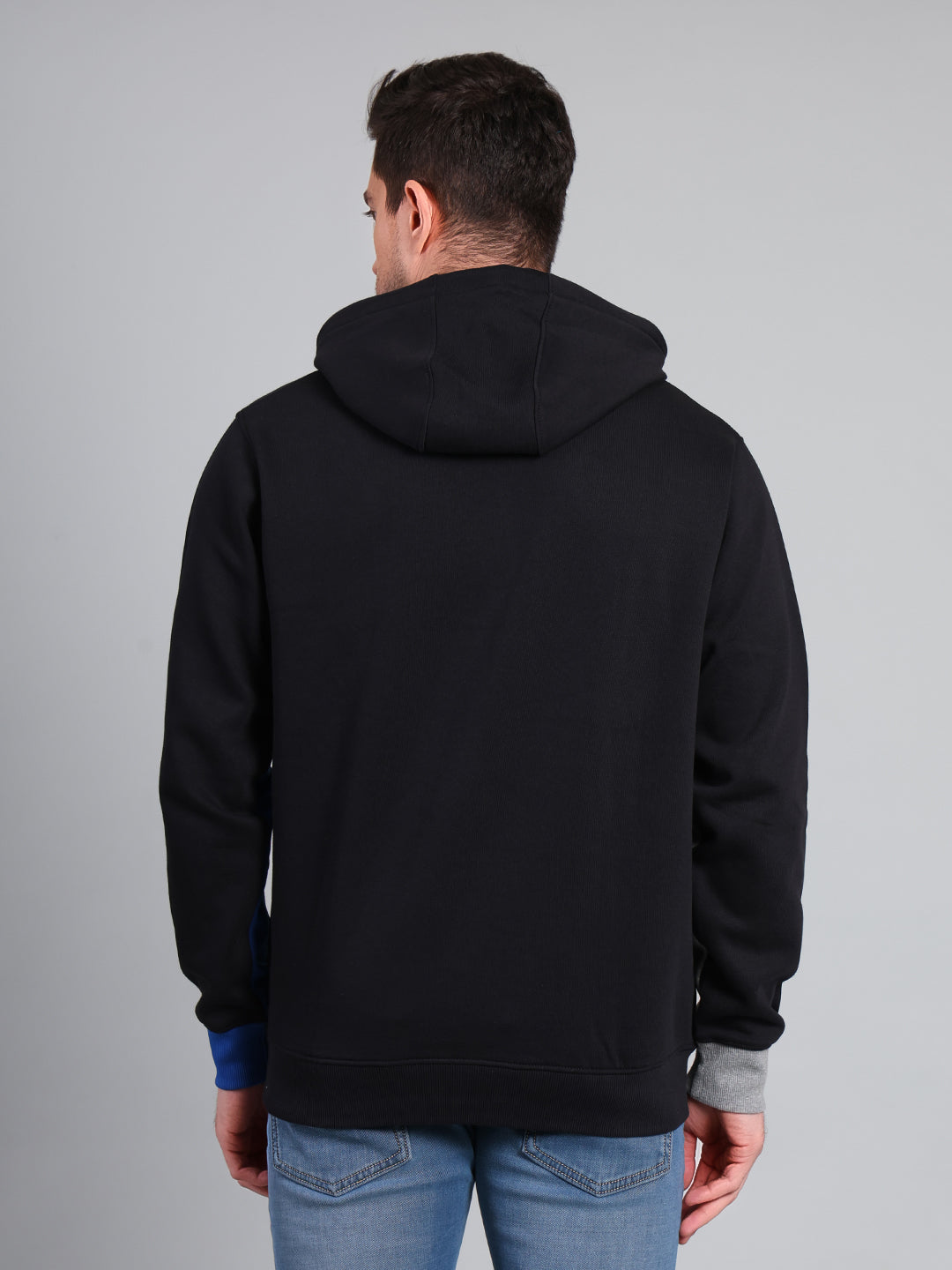 Stylox Men’s Winter Colorblock Printed Hoodie | Pullover Hooded Sweatshirt with Side Pocket (Black) - Stylox