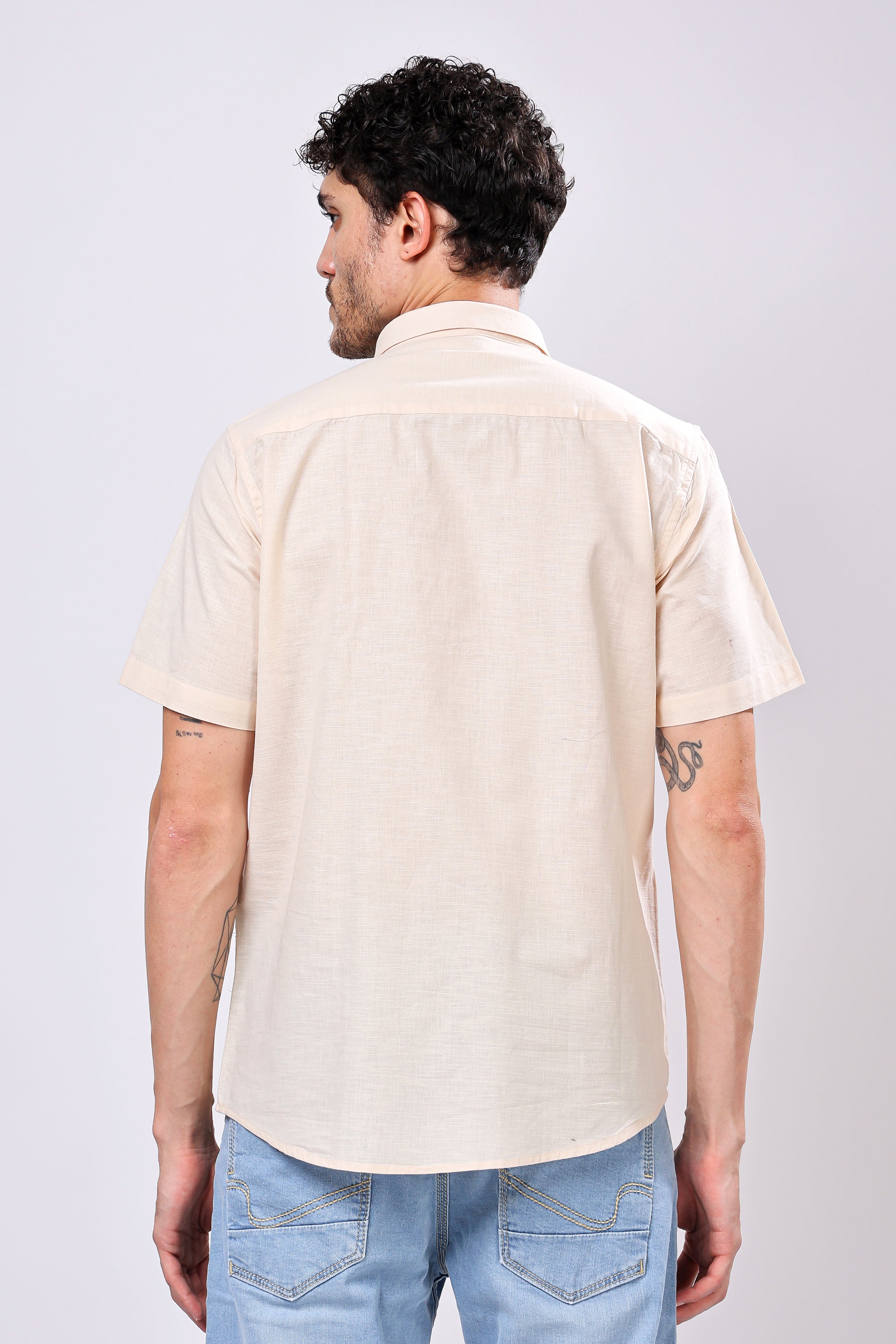 Stylox Men's Half Sleeve Solid Casual Shirt – Comfortable Cotton Blend Shirt for Smart Everyday Style - Stylox