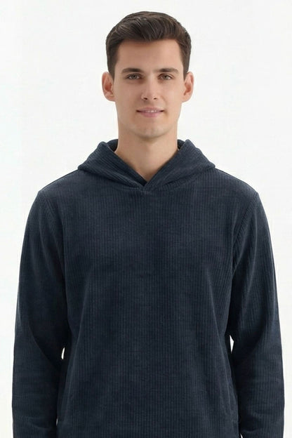 Stylox Men’s Regular Fit Ribbed Tracksuit Set (Hooded Sweatshirt + Jogger Pants)