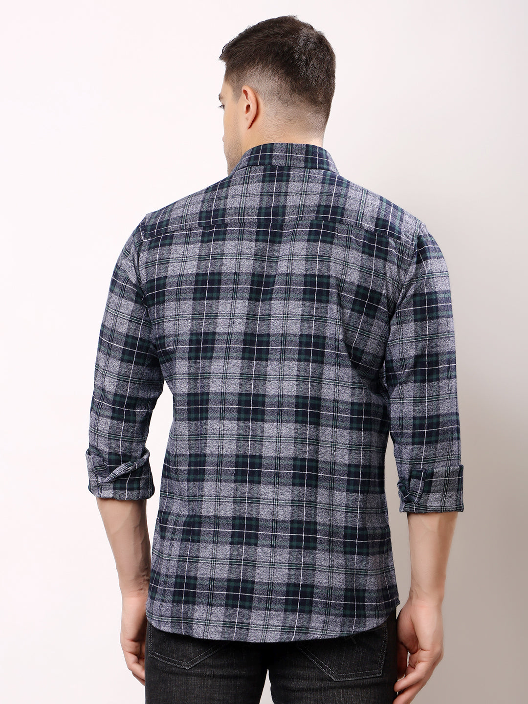 Stylox Men’s Regular Fit Full Sleeve Check Shirt with Double Flap Pockets | Cotton Casual Checkered Shirt