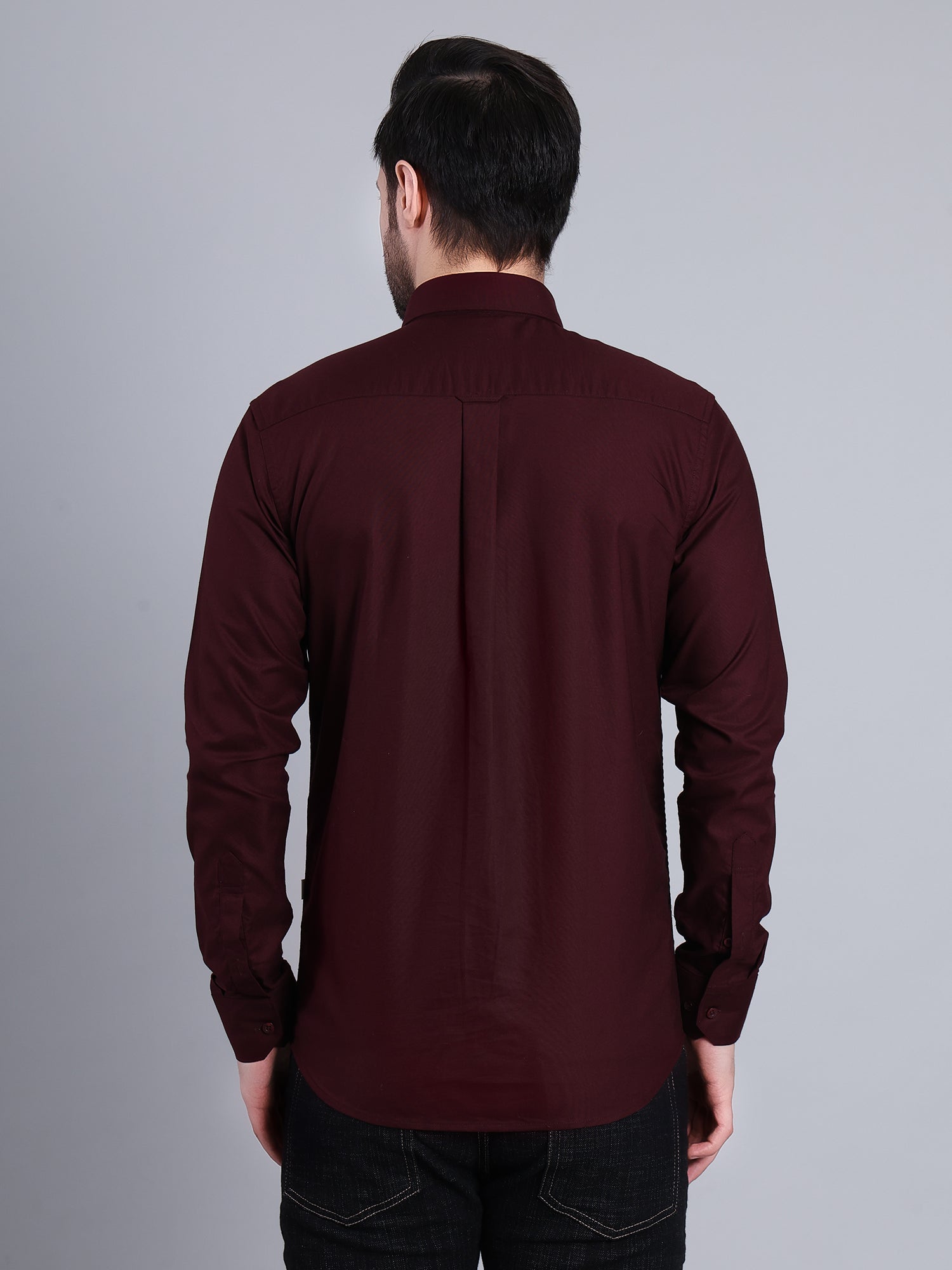 Stylox Men’s Regular Fit Full Sleeve Solid Casual Shirt for Everyday & Office Wear (Wine) - Stylox