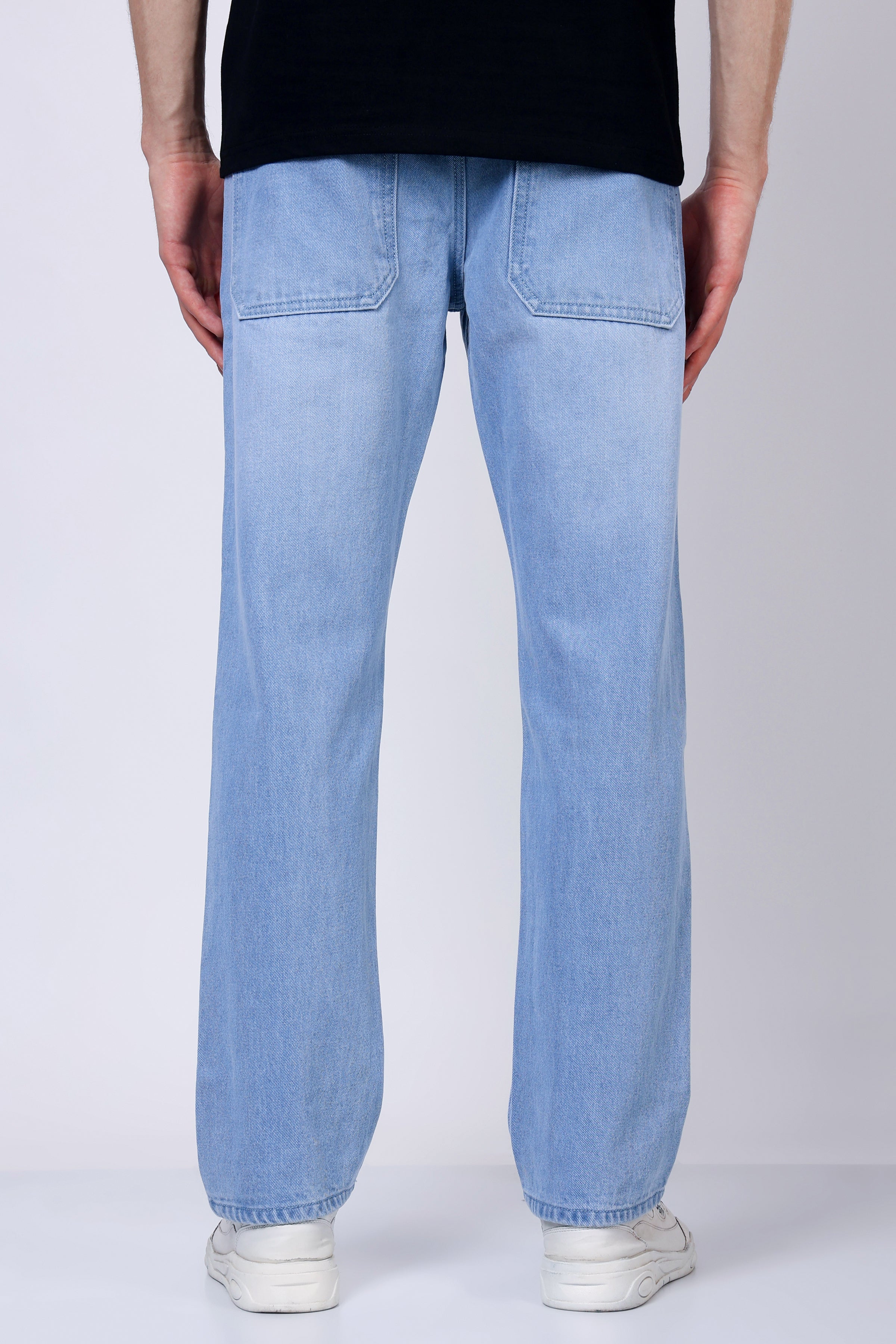 Stylox Men’s Mid-Rise Relaxed Fit Light Blue Non-Stretch Denim Jeans - Stylox