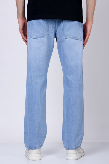 Stylox Men’s Mid-Rise Relaxed Fit Light Blue Non-Stretch Denim Jeans - Stylox