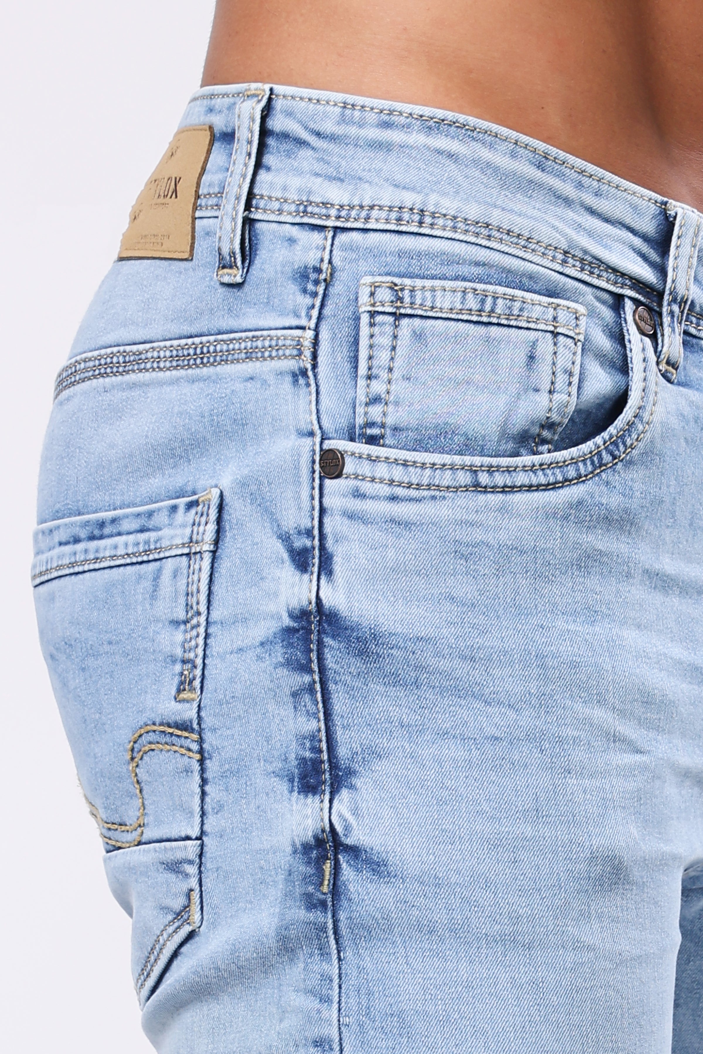 Stylox Comfort Fit Men's Denim Jeans - Dark Blue, Mid Light Blue| J-023 - Stylox