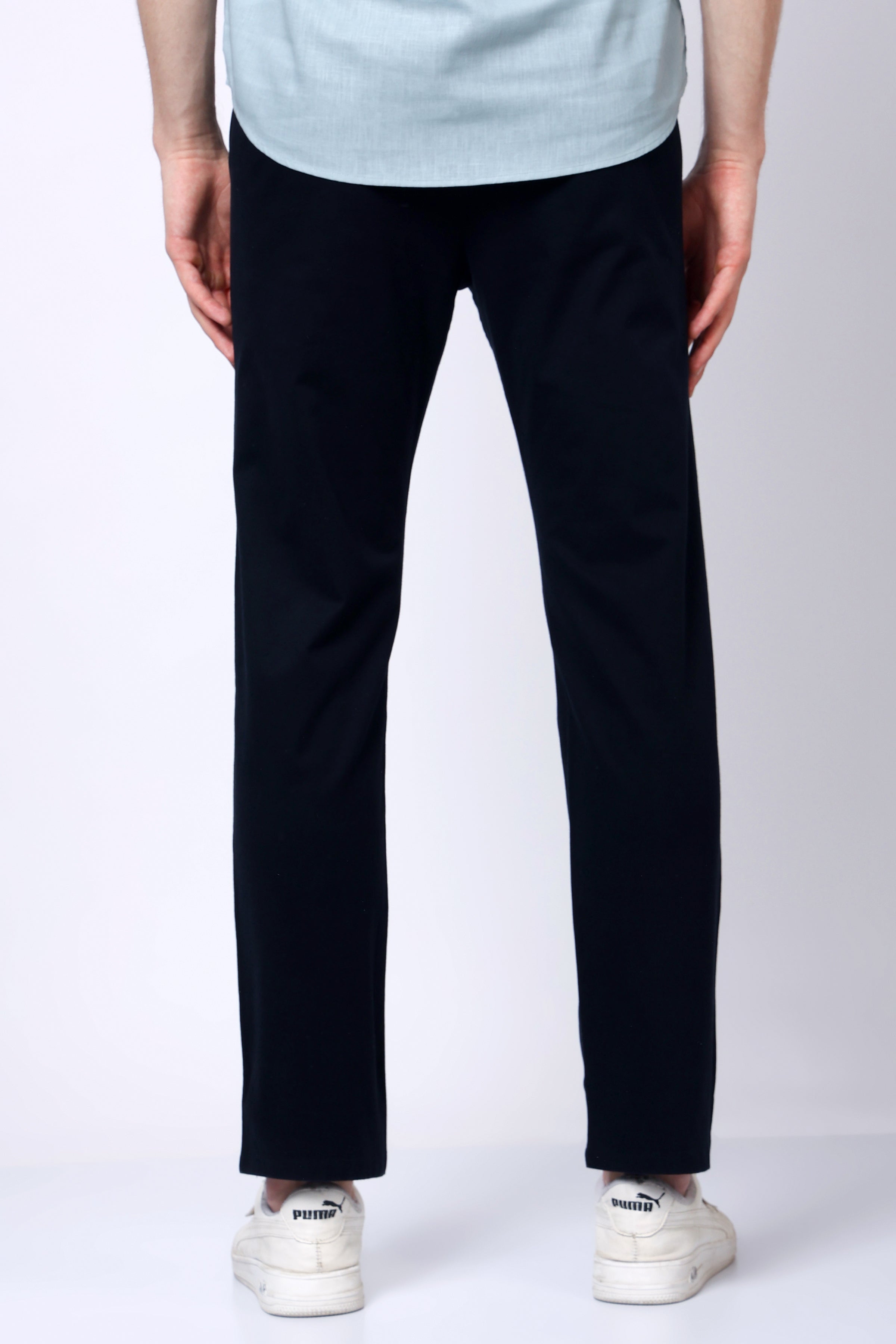 Stylox Men’s Straight Fit Casual Trousers with Comfort-Navy - Stylox