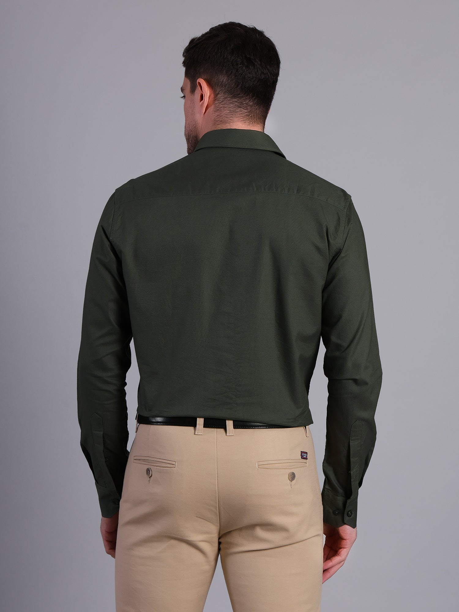 Stylox Men’s Regular Fit Solid Oxford Casual Shirt-Green - Stylox