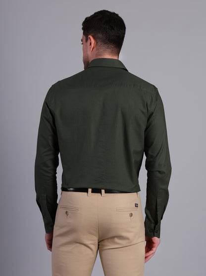 Stylox Men’s Regular Fit Solid Oxford Casual Shirt-Green - Stylox