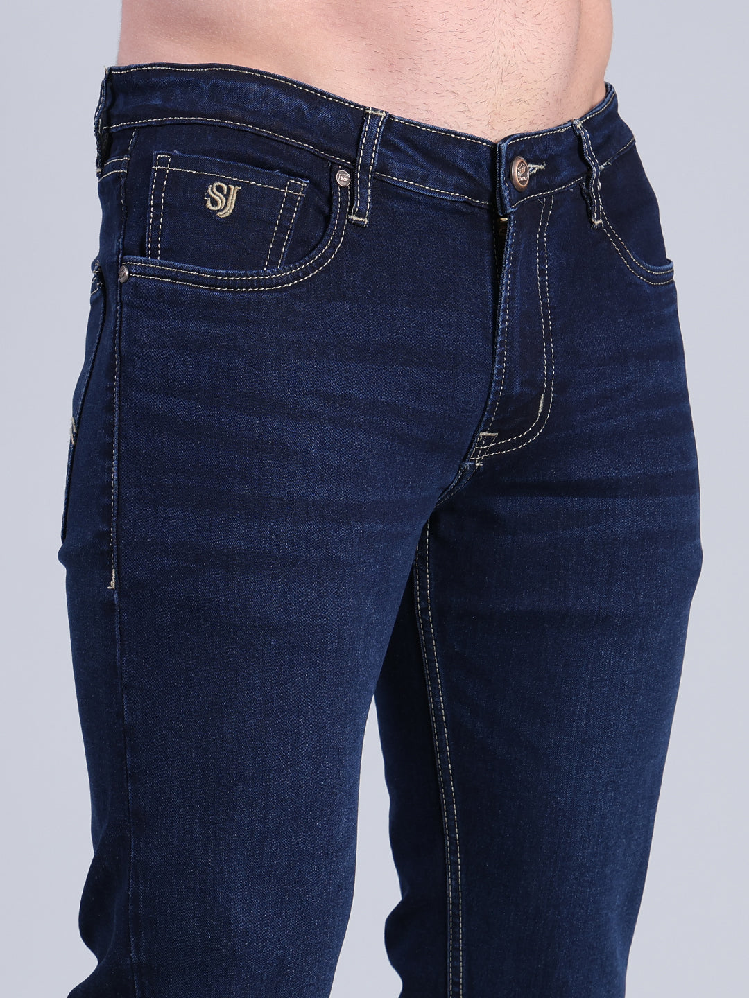Stylox Redefined Slim Fit Solid Men’s Jeans – Stylish & Comfortable Everyday Wear (Dark Blue) - Stylox