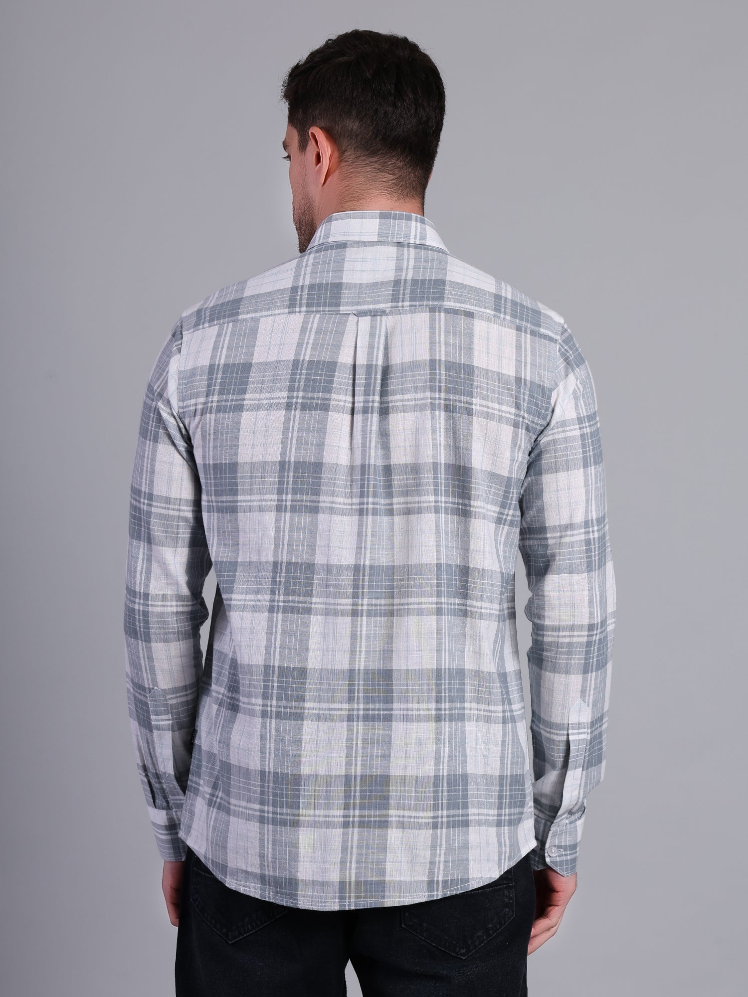 Stylox Men’s Regular Fit Checked Full Sleeve Casual Shirt-Slate Blue - Stylox