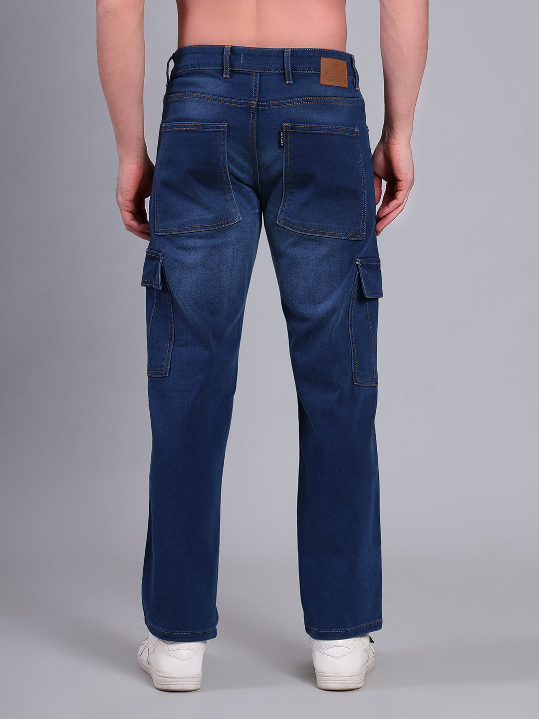 Stylox Men’s Cargo Jeans with Utility Pockets | Regular Fit Stretch Denim