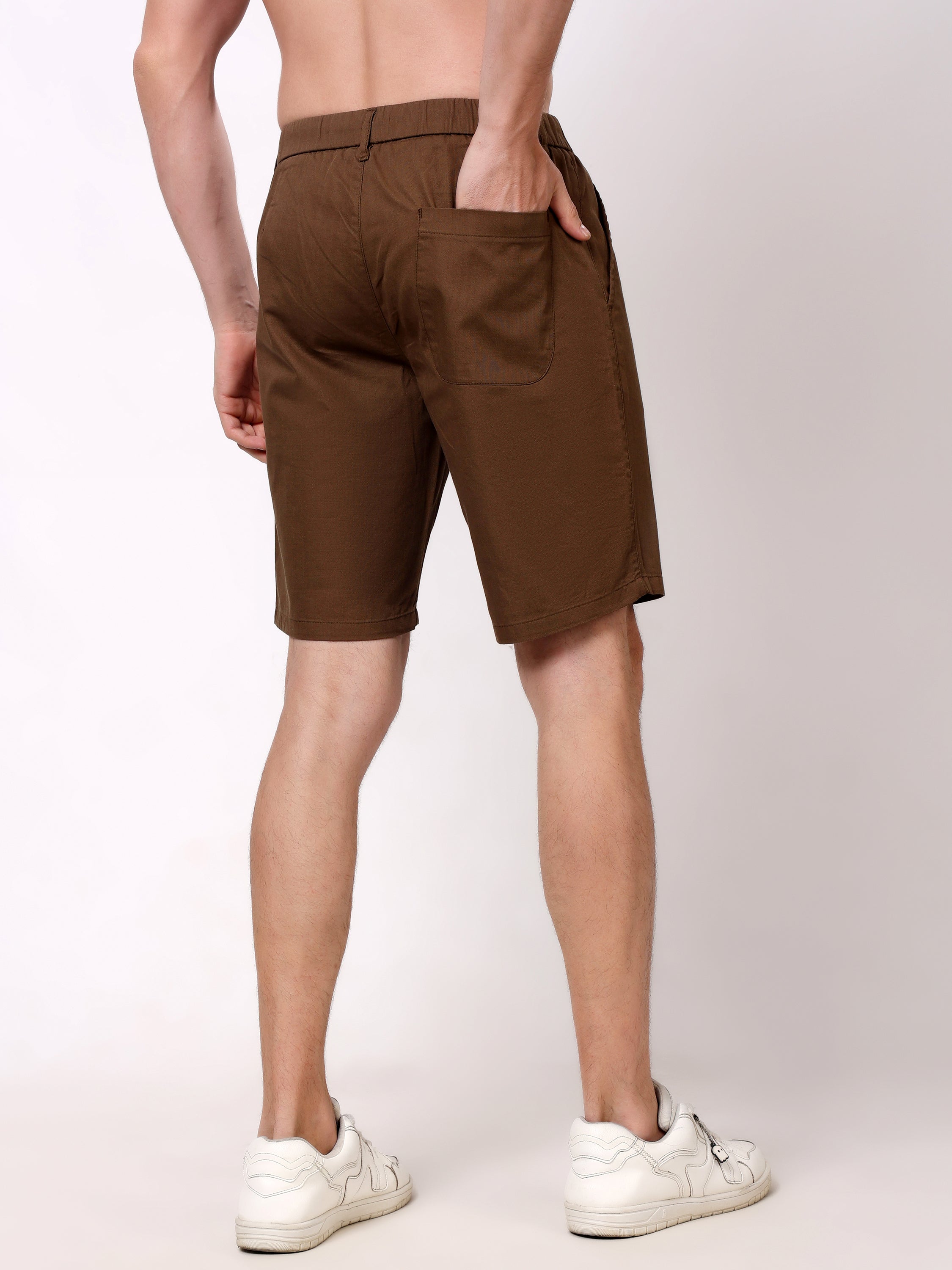 Stylox Men's Regular Fit Cotton Casual Summer Shorts with Elastic Waist & Drawstring