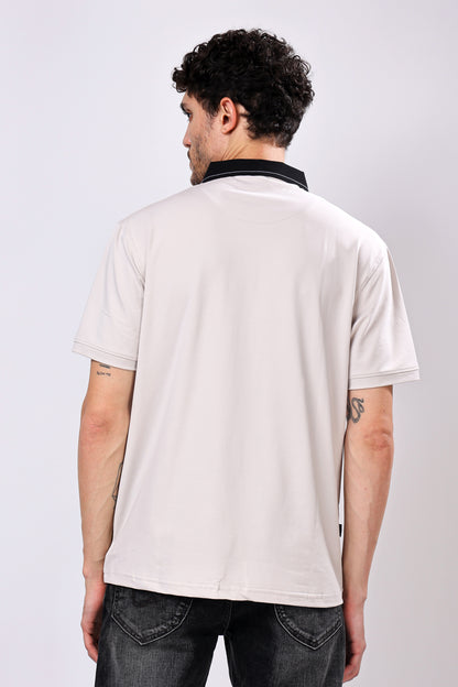 Stylox Men’s Regular Fit Contrast Collar Half Sleeve T-Shirt with Front Pocket &amp; Zip Neck | Casual Stylish Cotton Blend Tee