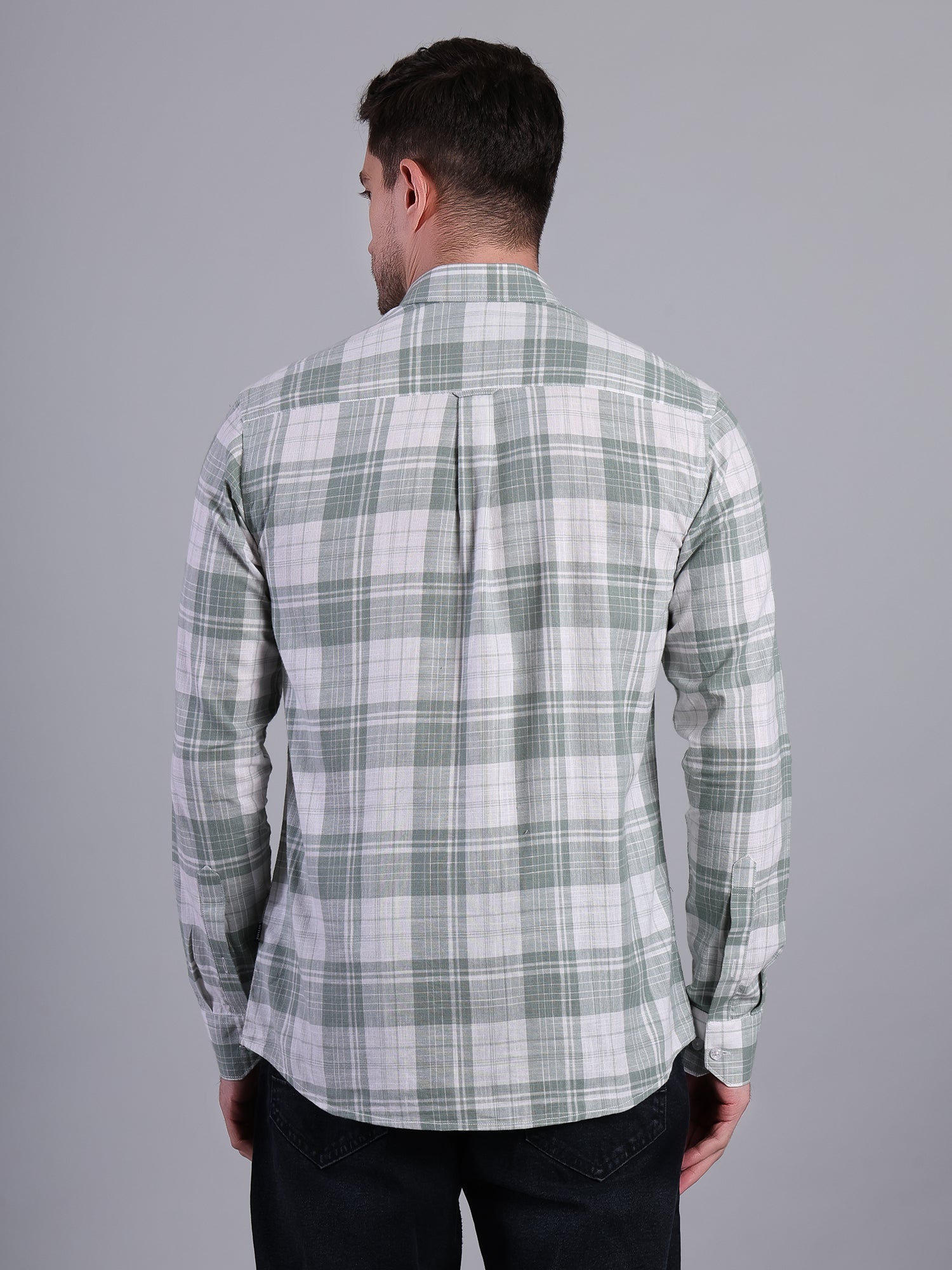 Stylox Men’s Regular Fit Checked Full Sleeve Casual Shirt-Olive - Stylox