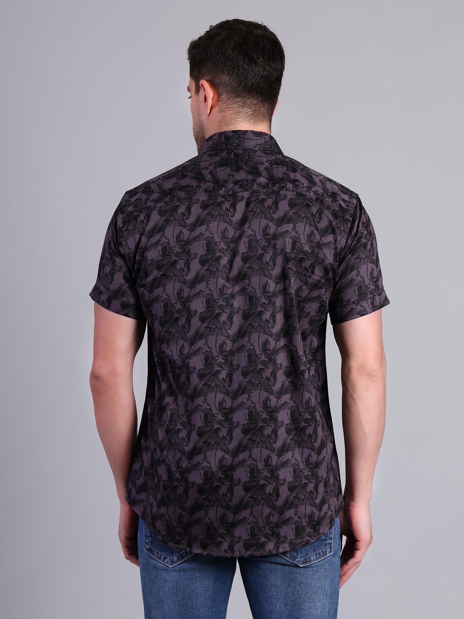 Stylox Men’s Regular Fit Abstract Printed Half Sleeve Casual Shirt-Maroon - Stylox