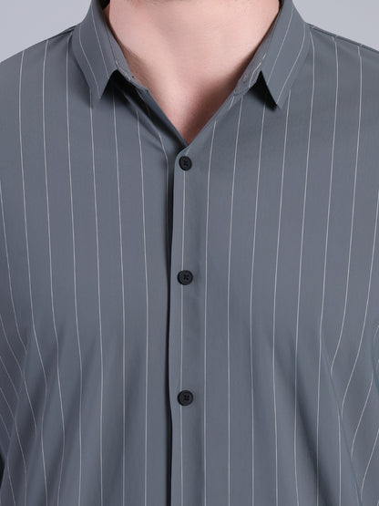 Stylox Men’s Striped Partywear Shirt | Slim Fit Full Sleeve Formal-Casual Shirt For Men