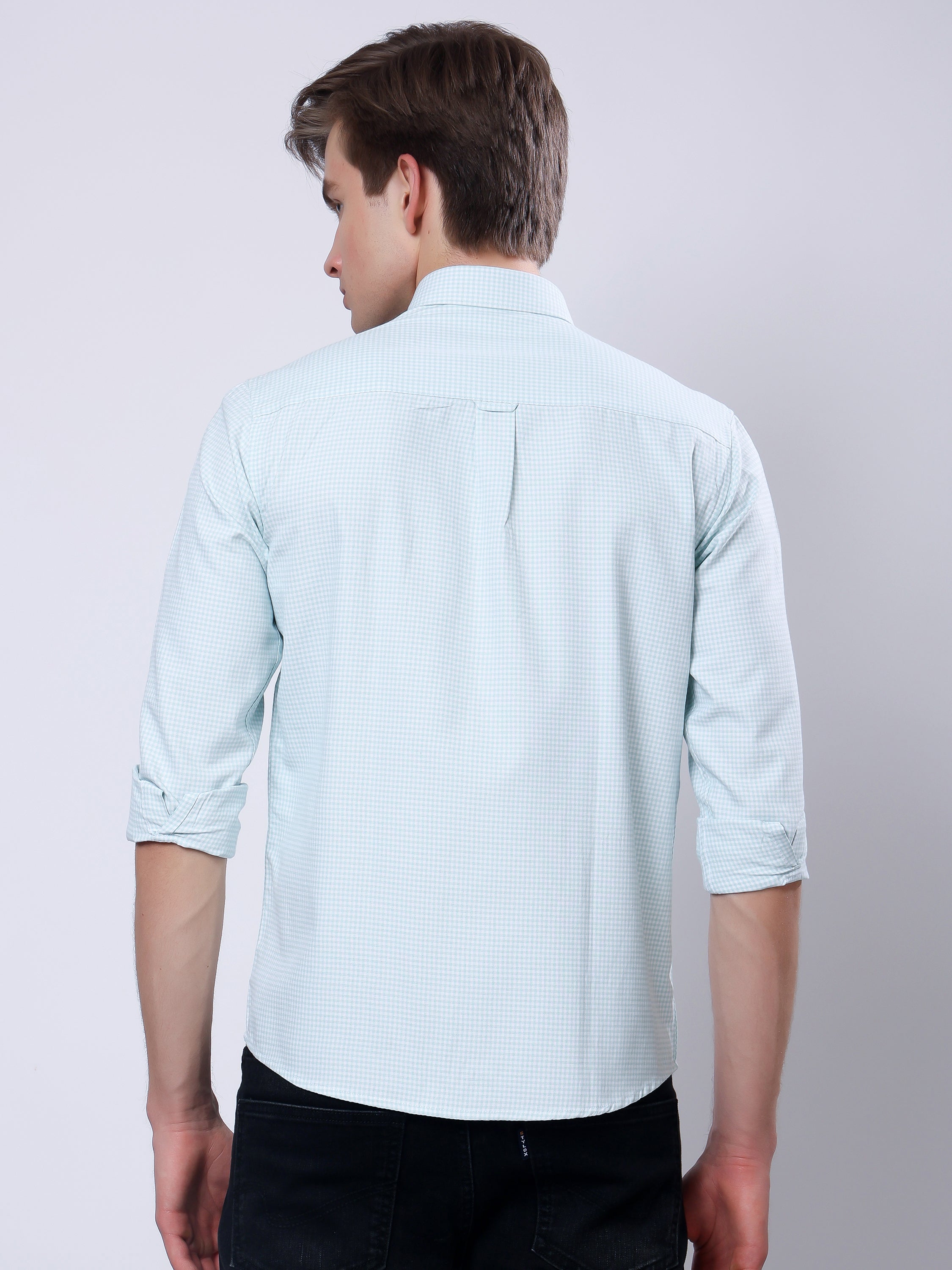 Stylox Men’s Regular Fit Full Sleeve Micro Check Casual Shirt - Stylox