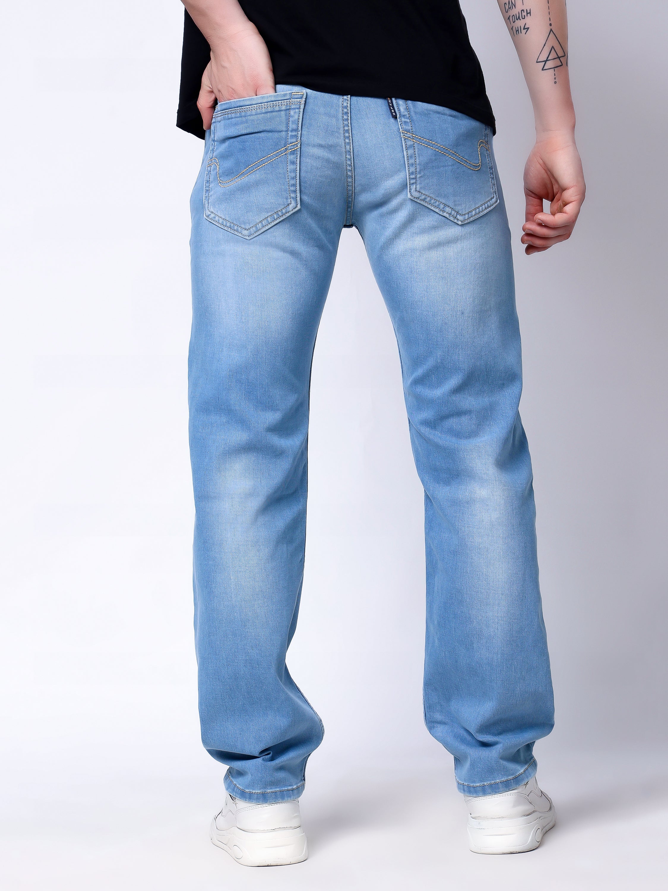 Stylox Men’s Comfort Fit Stretchable Denim Jeans-Light Blue - Stylox
