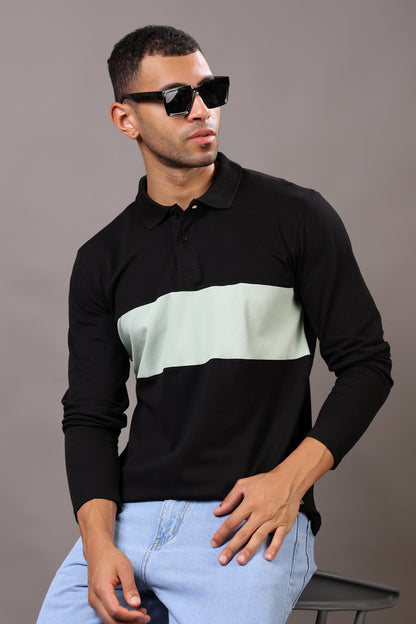 Stylox Men’s Long Sleeve Polo T-Shirt with Cut &amp; Sew Design