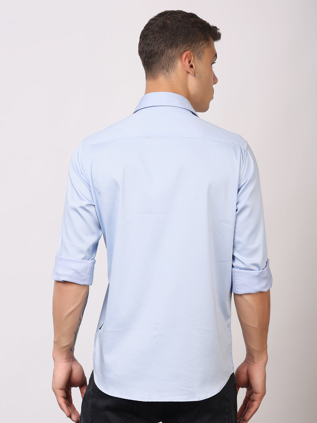 Stylox Men's Full Sleeve Solid Partywear Casual Shirt – Premium Shine Finish Cotton Blend Regular Fit Shirt for Stylish Evening & Occasion Wear - Stylox
