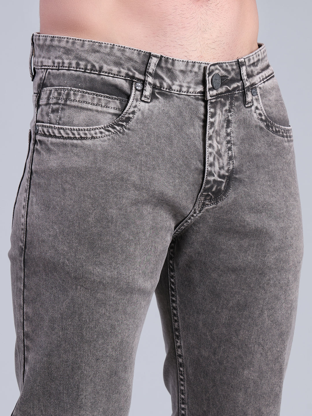 Stylox Men’s Comfort Fit Mid Rise Washed Denim Jeans (Mid Grey) - Stylox