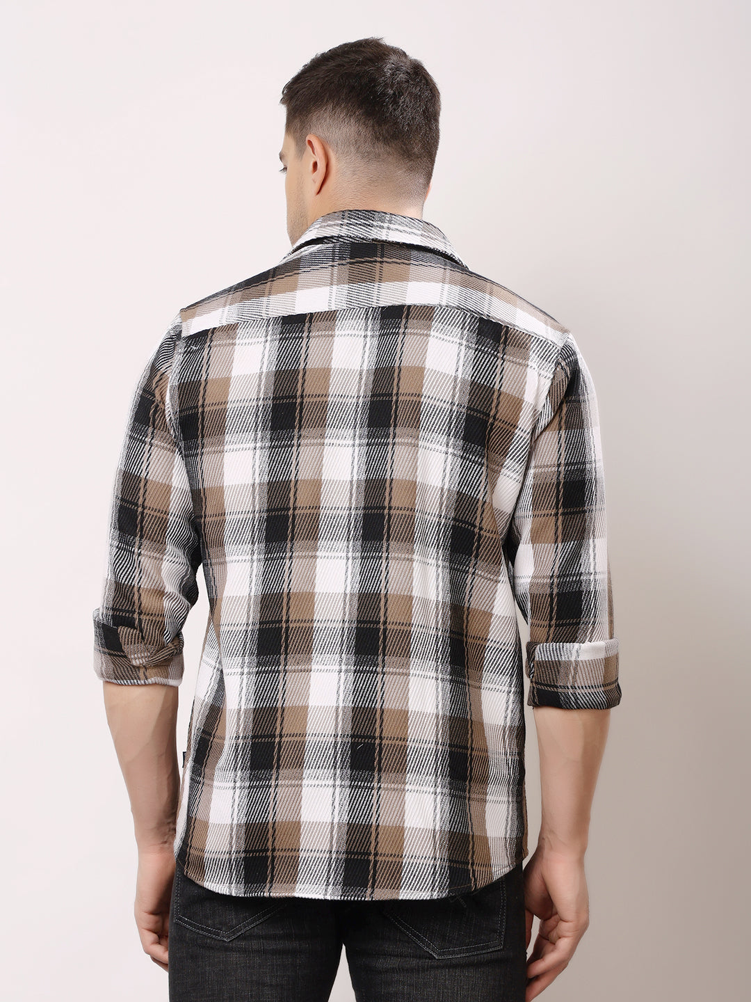 Stylox Men’s Regular Fit Full Sleeve Check Shirt | Casual & Semi-Formal Cotton Checkered Shirt - Stylox