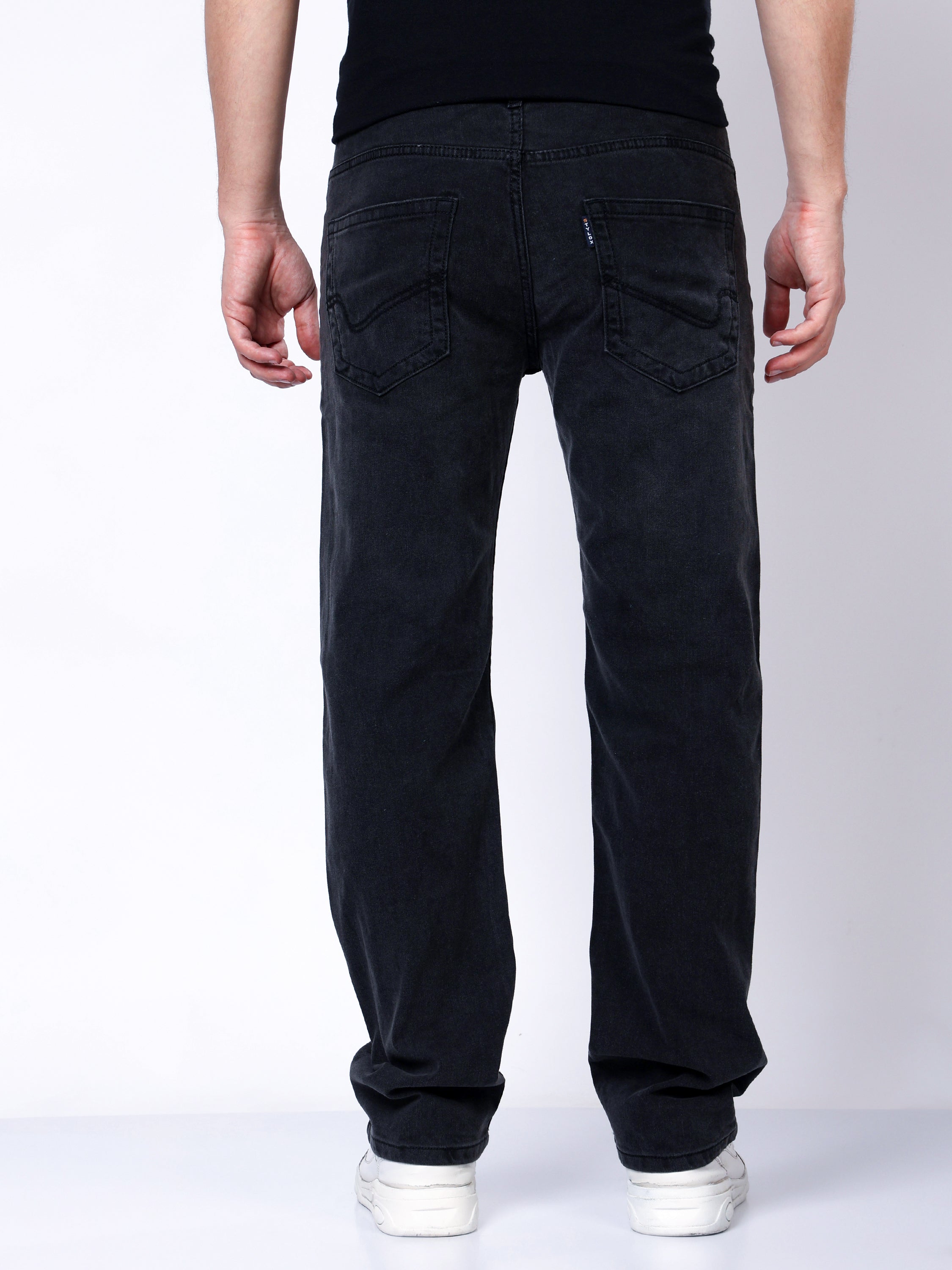 Stylox Men’s Mid-Rise Comfort Fit Stretchable Dark Grey Denim Jeans - Stylox