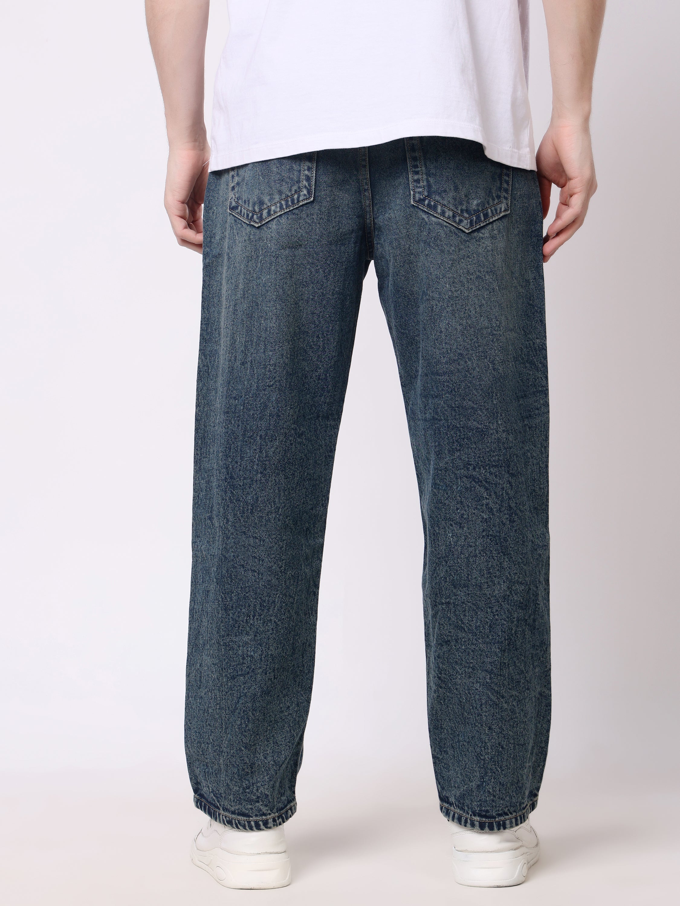 Stylox Men’s Loose Fit Non-Stretch Wide Leg Casual Denim Jeans - Stylox