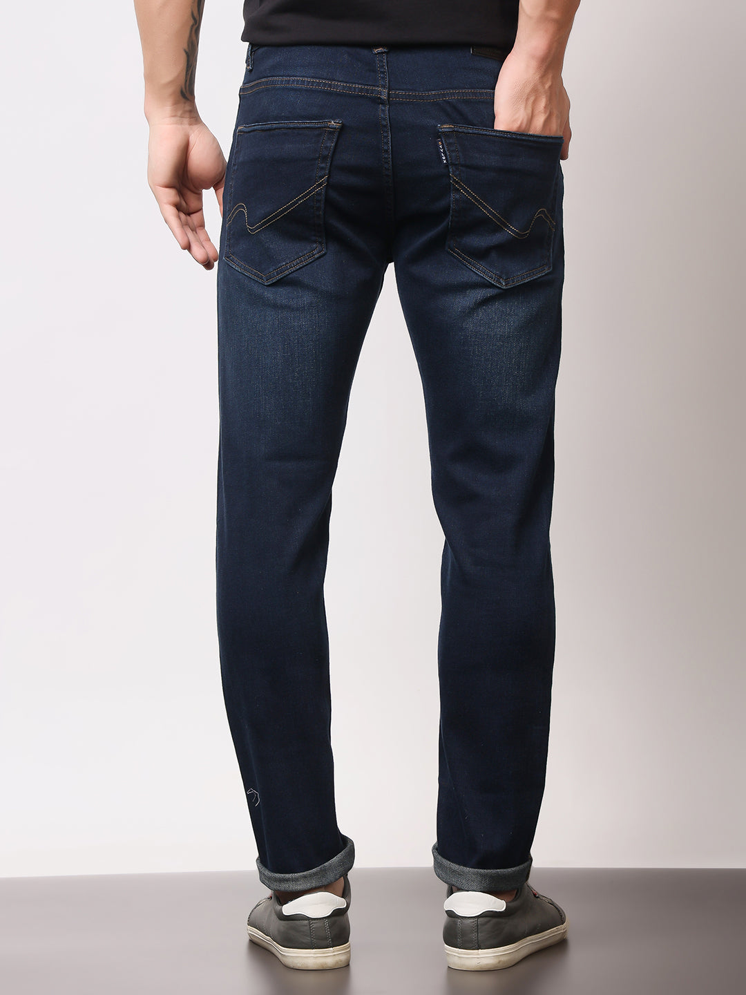 Stylox Men’s Ankle Fit Mid-Rise Washed Stretchable Denim Jeans - Stylox