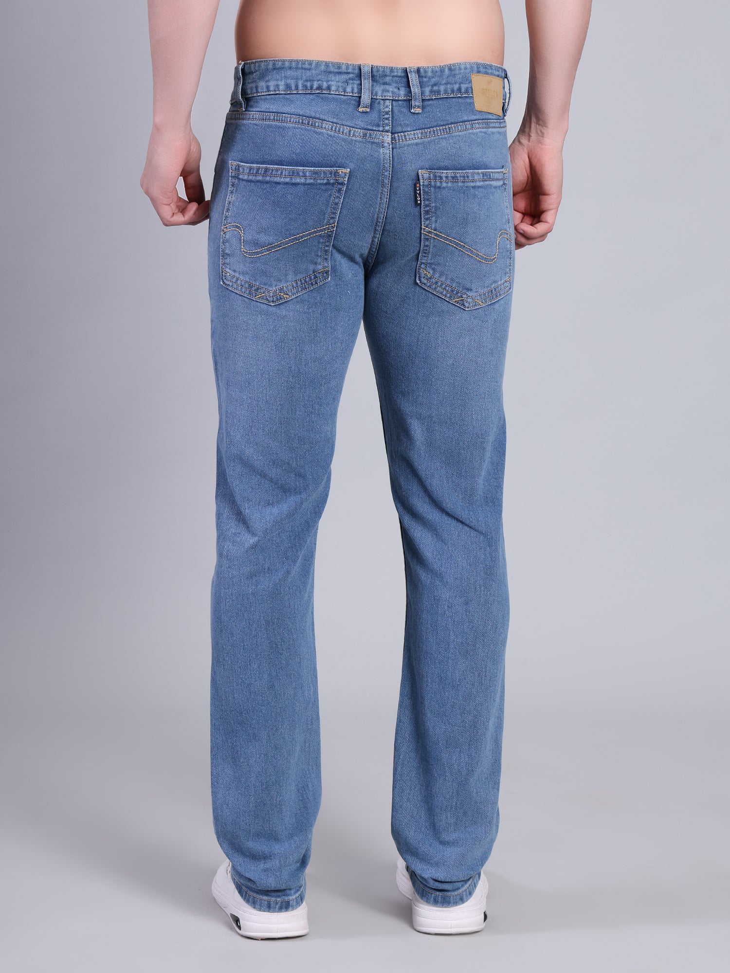 Stylox Men’s Slim Fit Mid Rise Stretchable Casual Denim Jeans-Mid Light Blue - Stylox