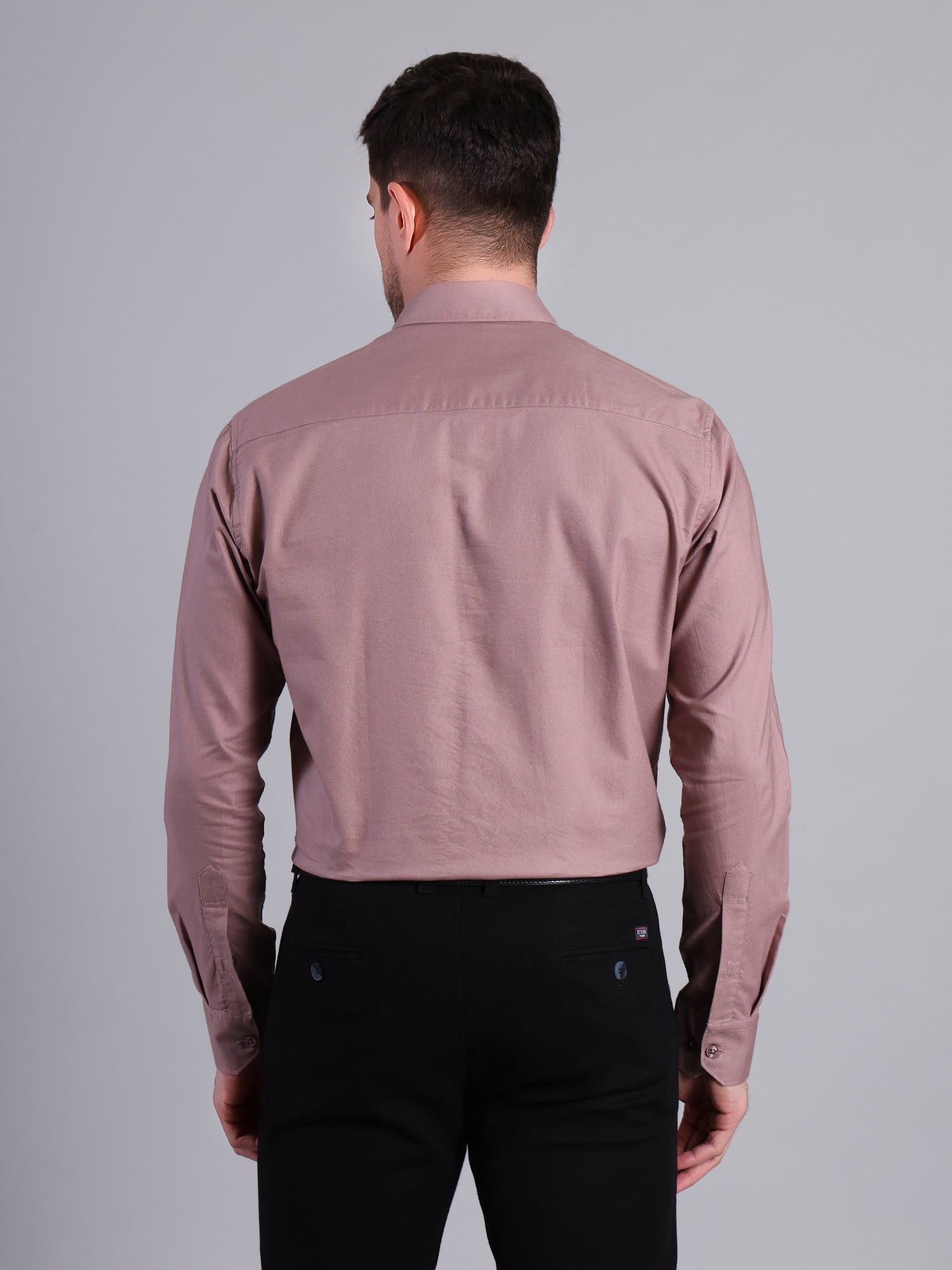 Stylox Men’s Regular Fit Solid Oxford Casual Shirt-Mauve - Stylox