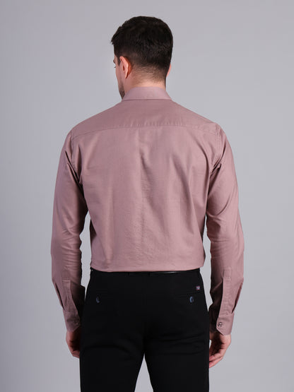 Stylox Men’s Regular Fit Solid Oxford Casual Shirt-Mauve - Stylox