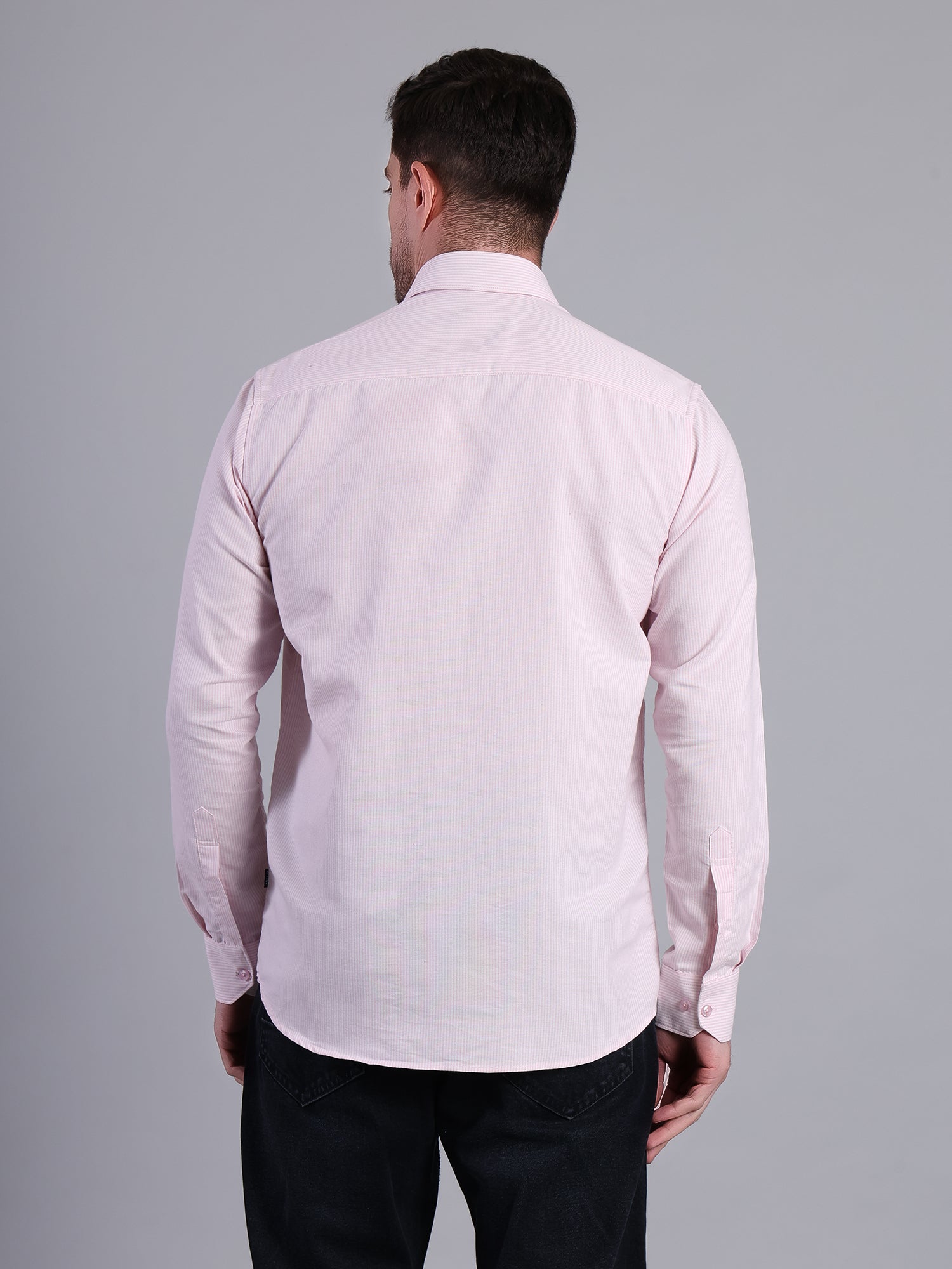 Stylox Men’s Green Striped Casual Shirt | Regular Fit Cotton Shirt for Men-Pink - Stylox